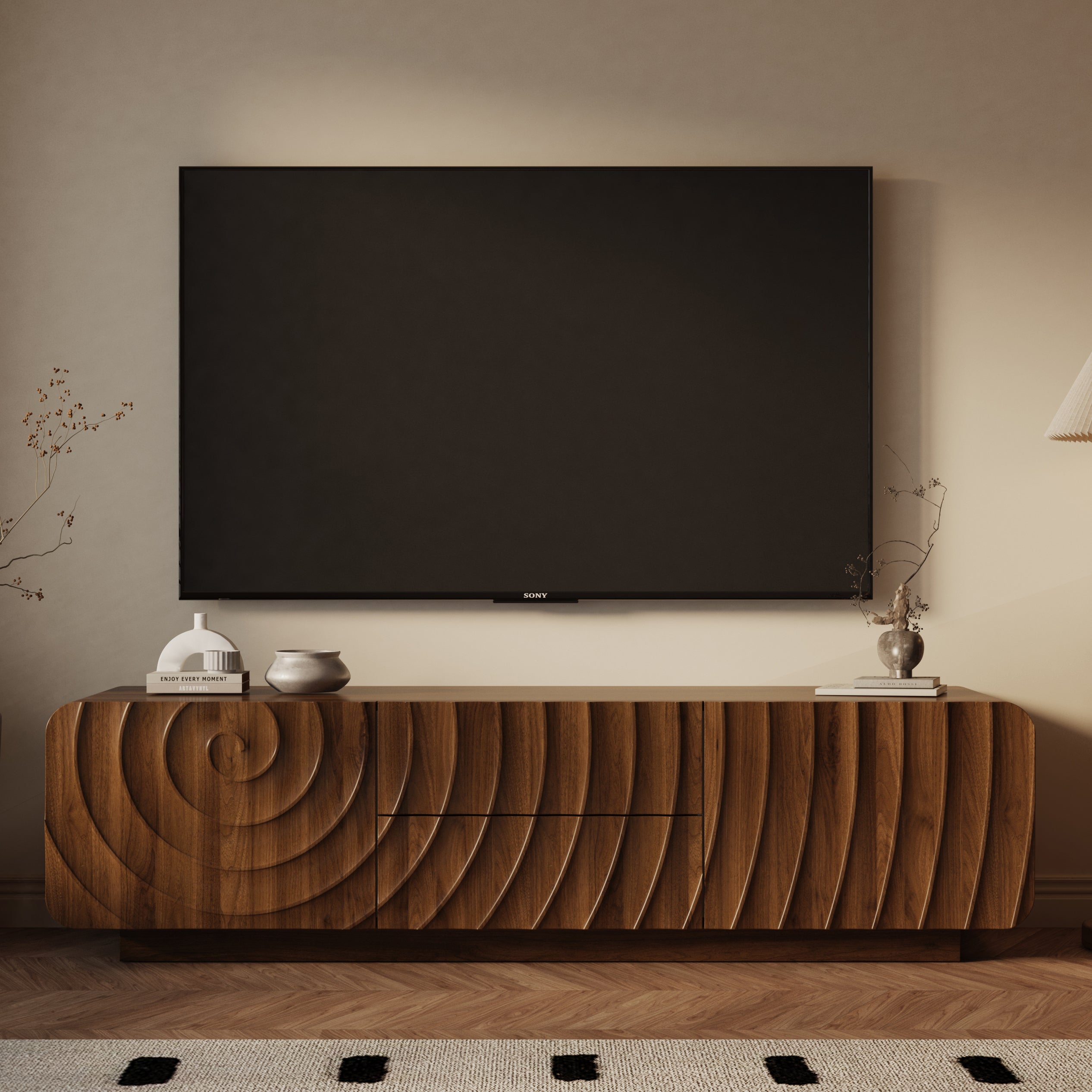 Bente Storage Walnut TV Stand