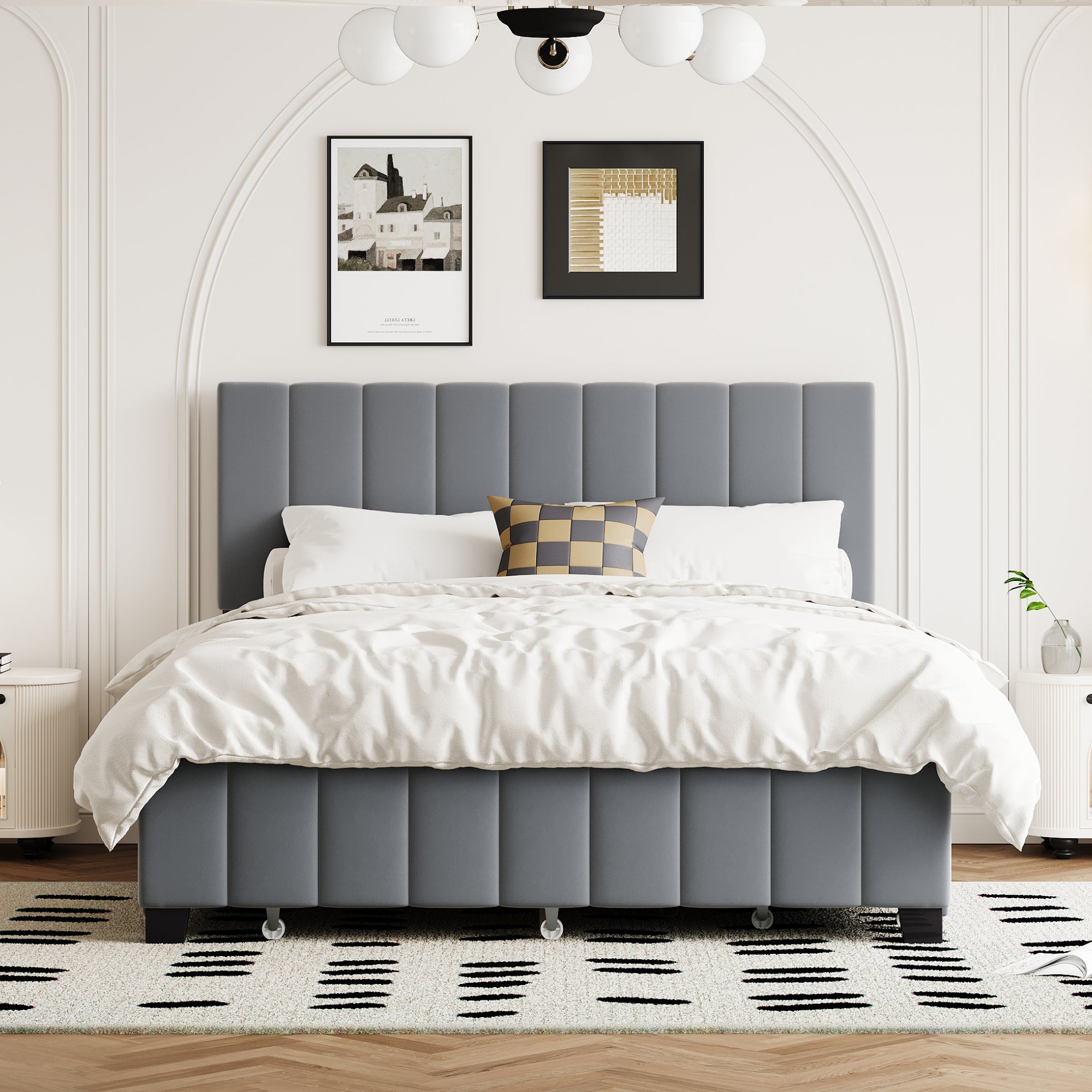 Ditte Velvet Queen Platform Bed Frame