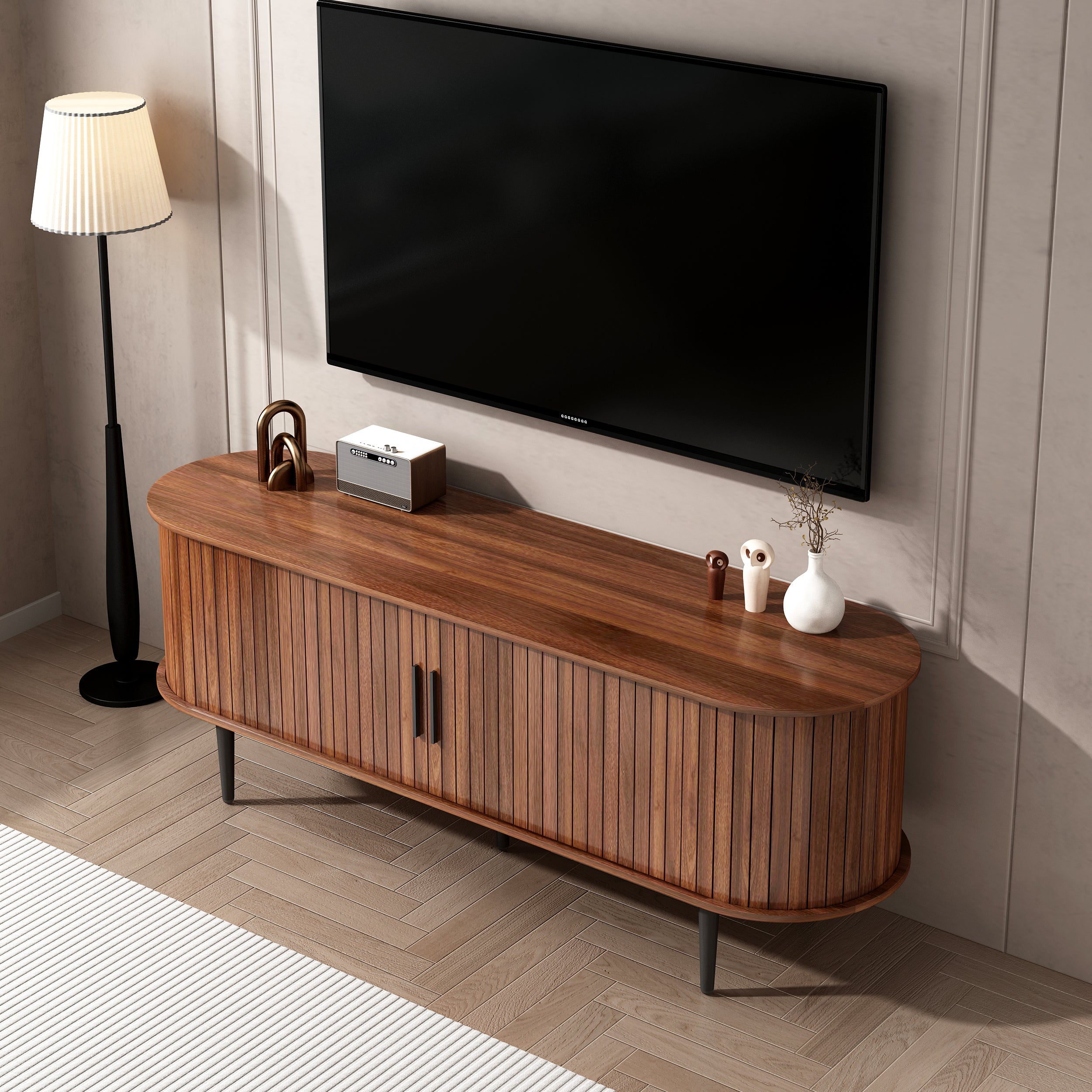 Birk Storage Walnut TV Stand