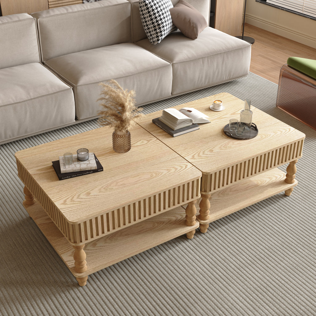 Pia Fluted Solid Wood Coffee Table