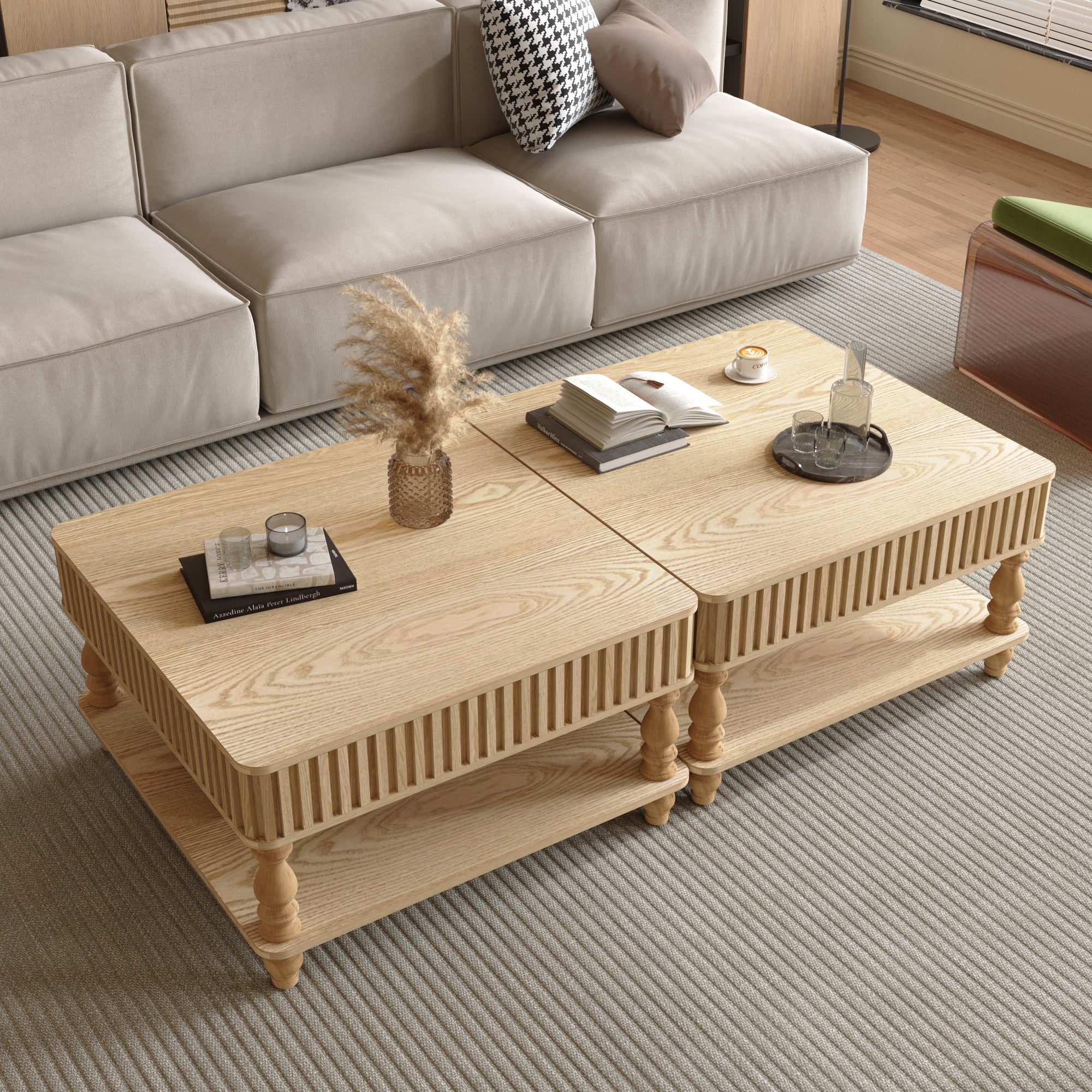 Pia Fluted Solid Wood Coffee Table
