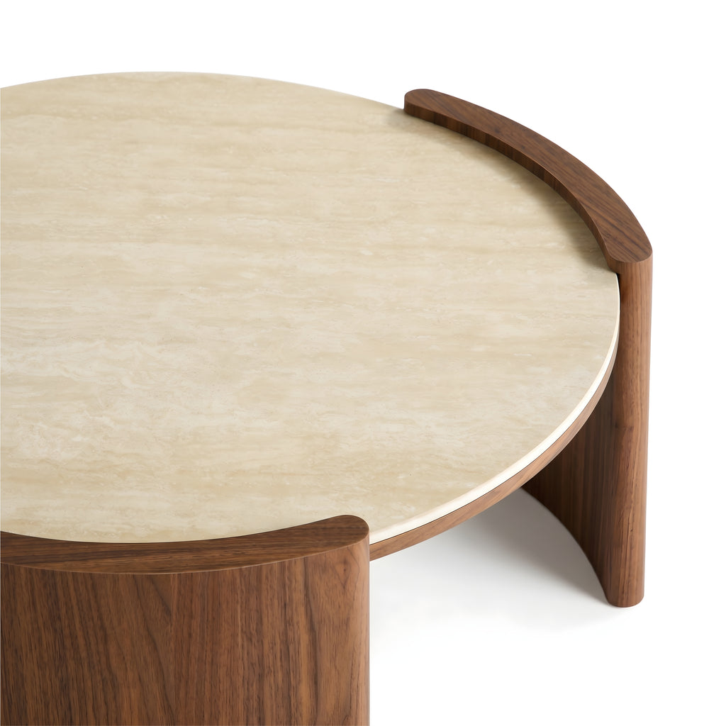 Anselm Round Travertine Coffee Table