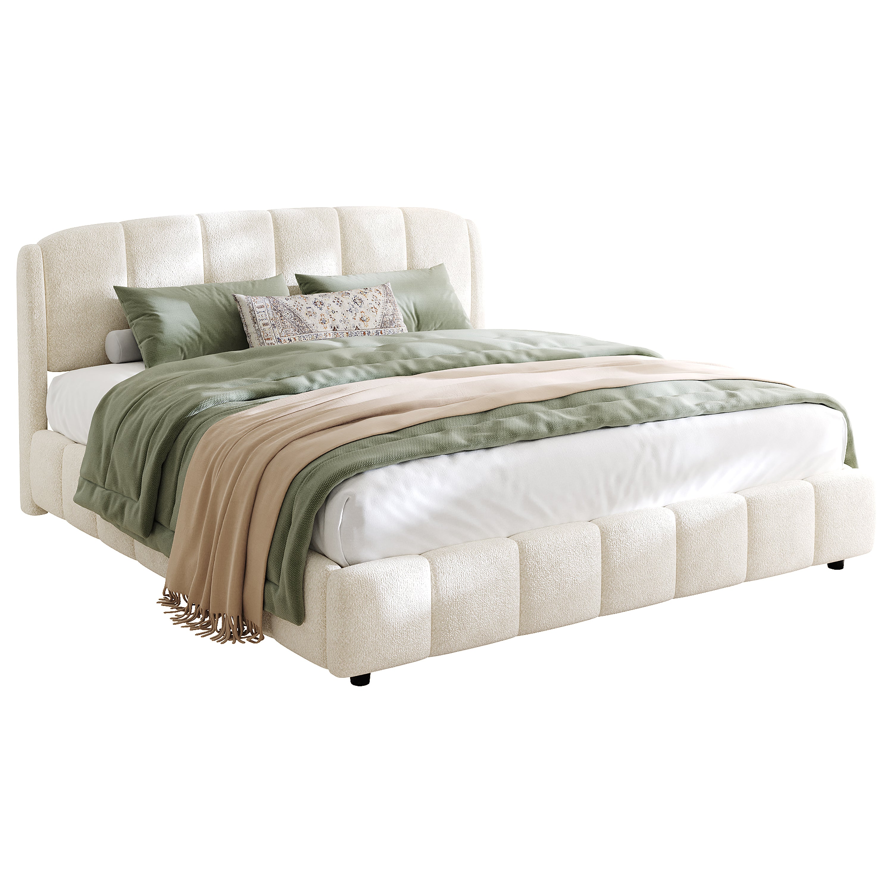 Dagny Boucle King Platform Bed Frame