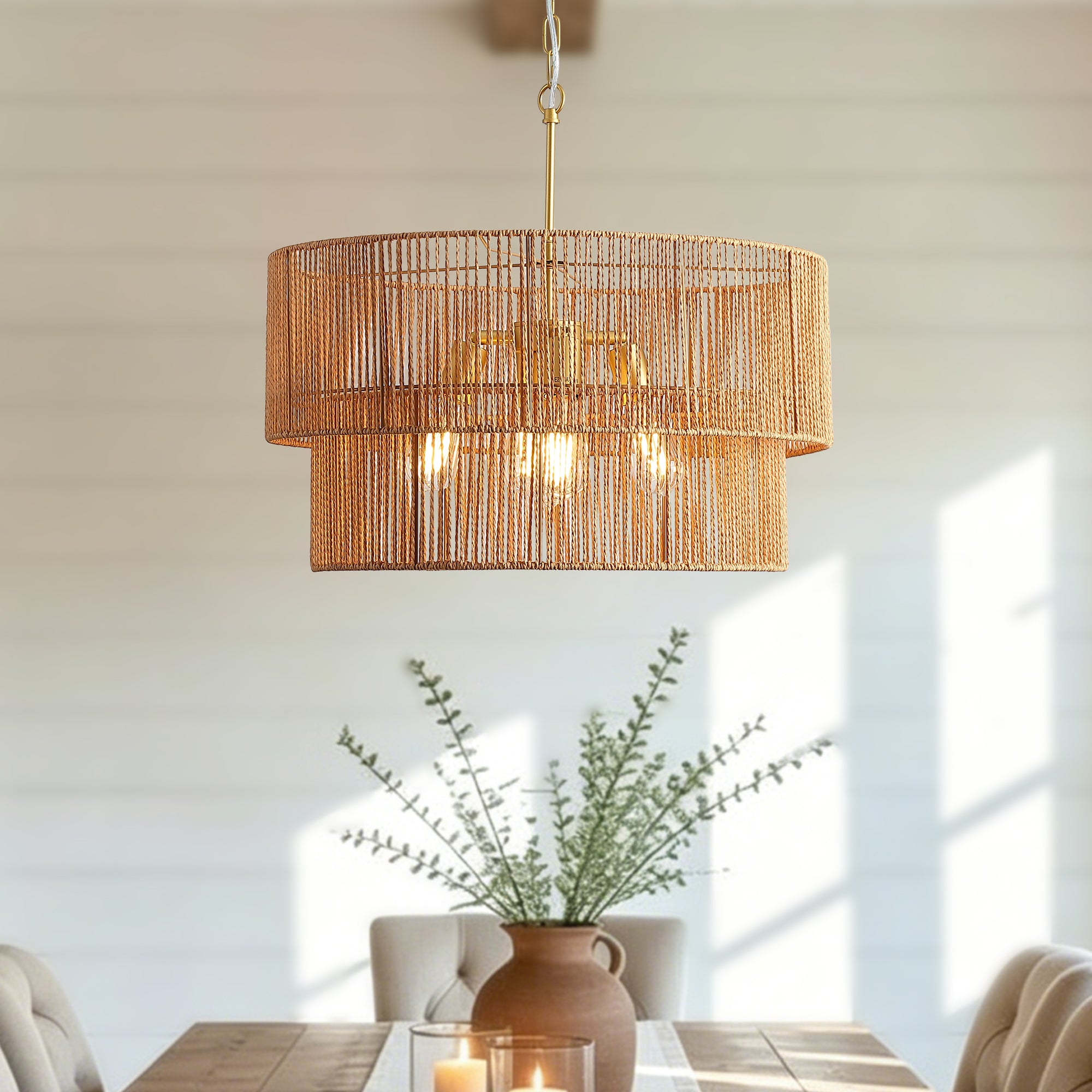 Runev Rattan Chandelier