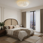 Japandi golvende plafondlamp met gebogen kap