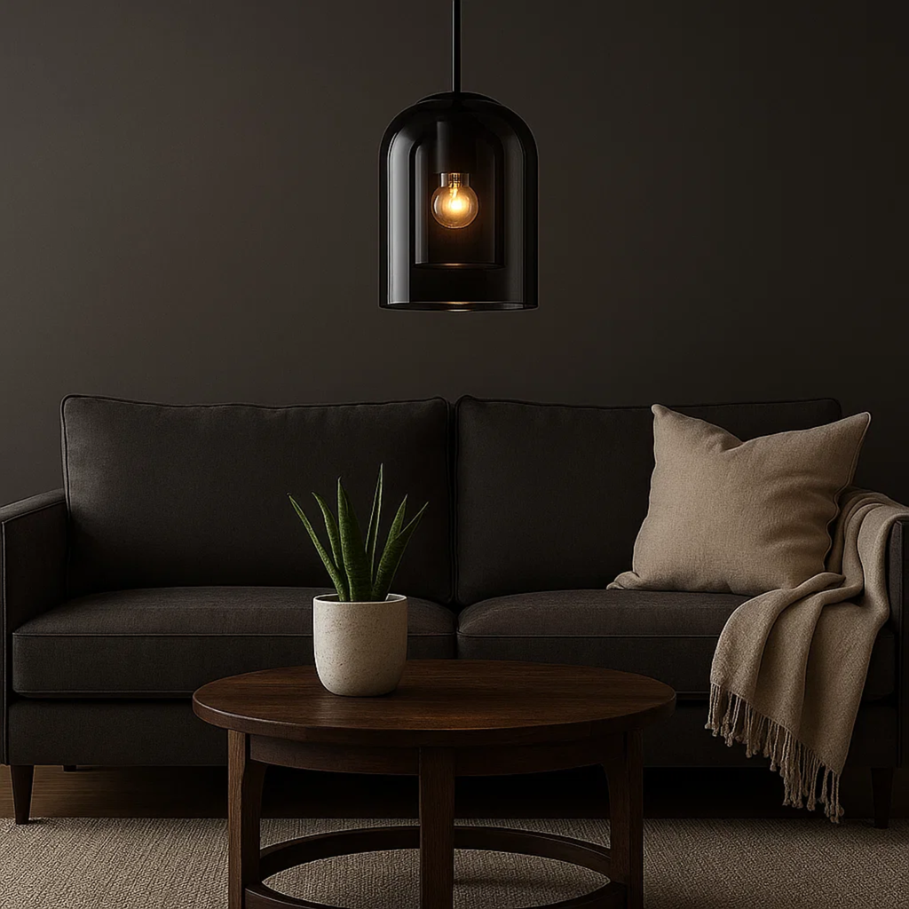 Moderne hanglamp met dubbele glazen kap