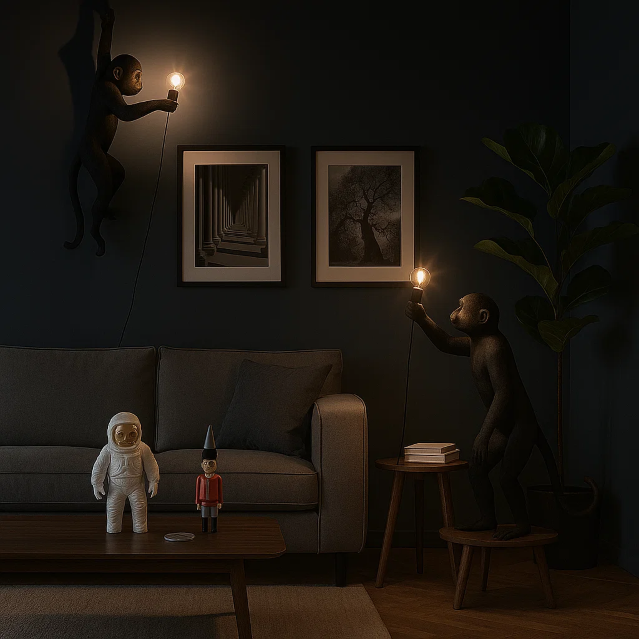 Wandlamp met aapmotief