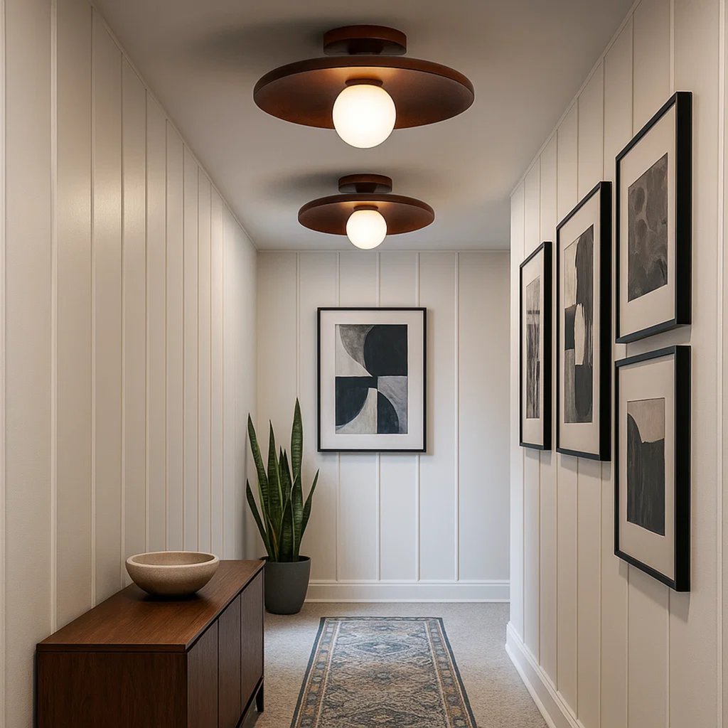 Ceiling Lamp with Shallow Bowl-Shaped Shade in Japandi Style