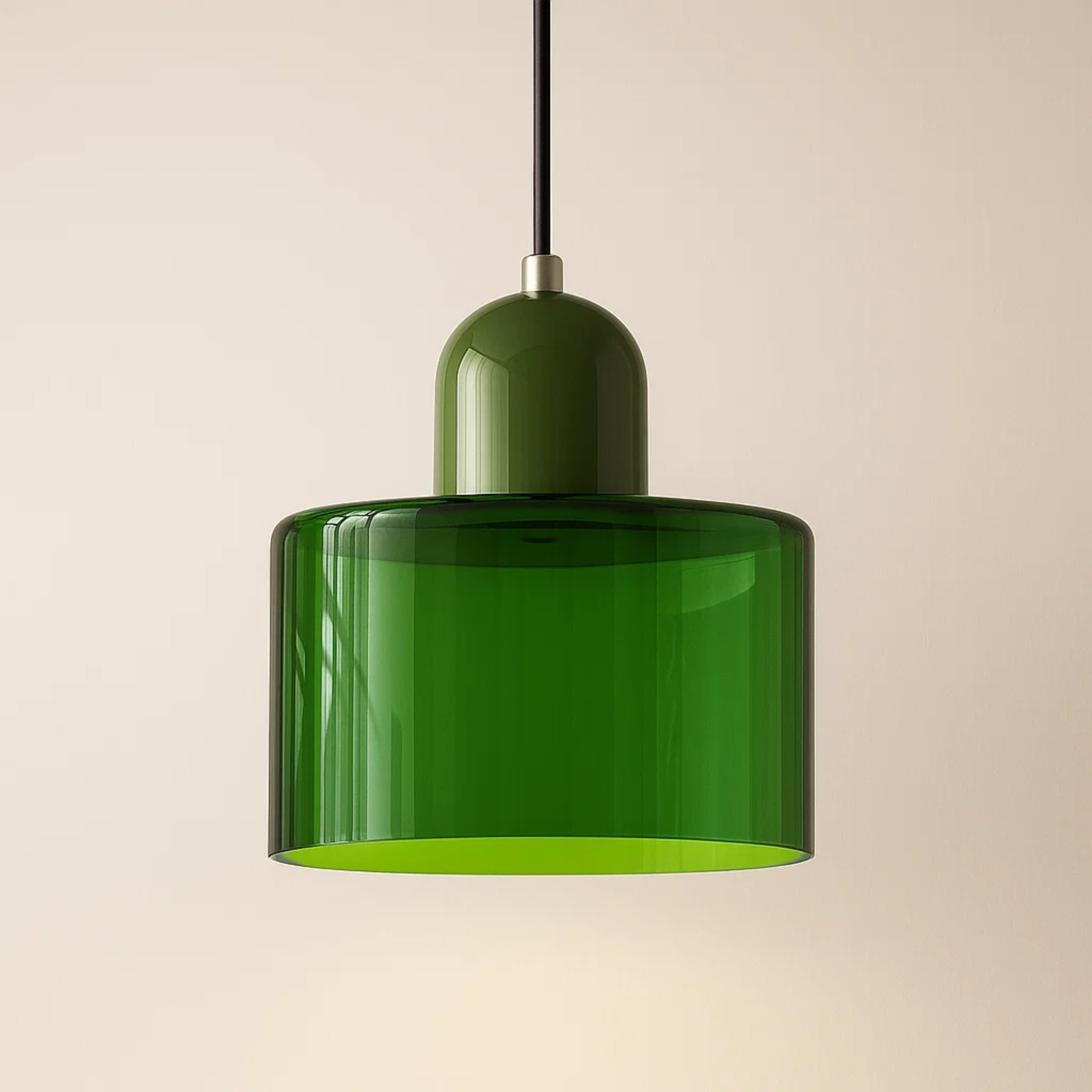 Retro plafondlamp met gekleurde kap