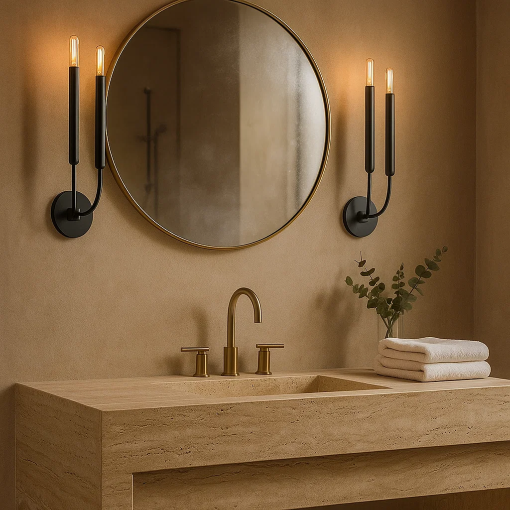 Klassieke metalen kaarsvormige wandlamp