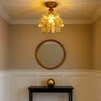 Retro Ceiling Lamp with Floral Motif in Tiffany Style