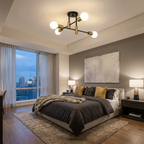 Moderne loftlampe med rund glaskugle