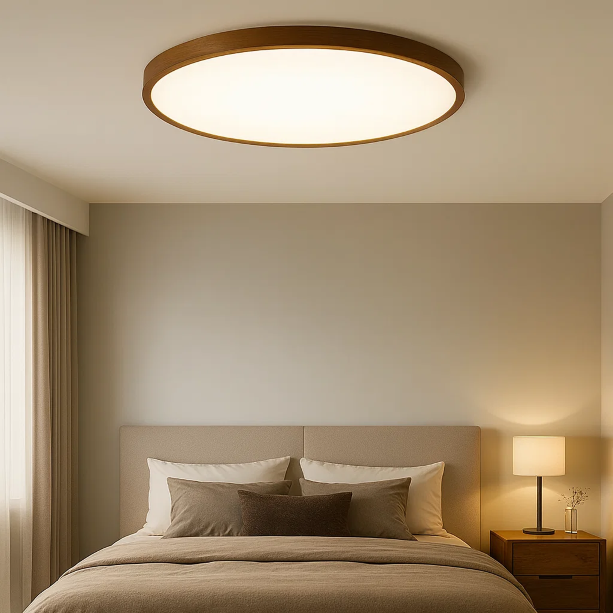 Minimalist wood-look ceiling lamp