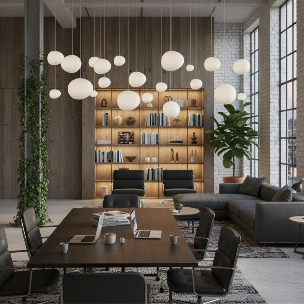 Moderne ovale hanglamp met witte glazen kap in meerdere maten