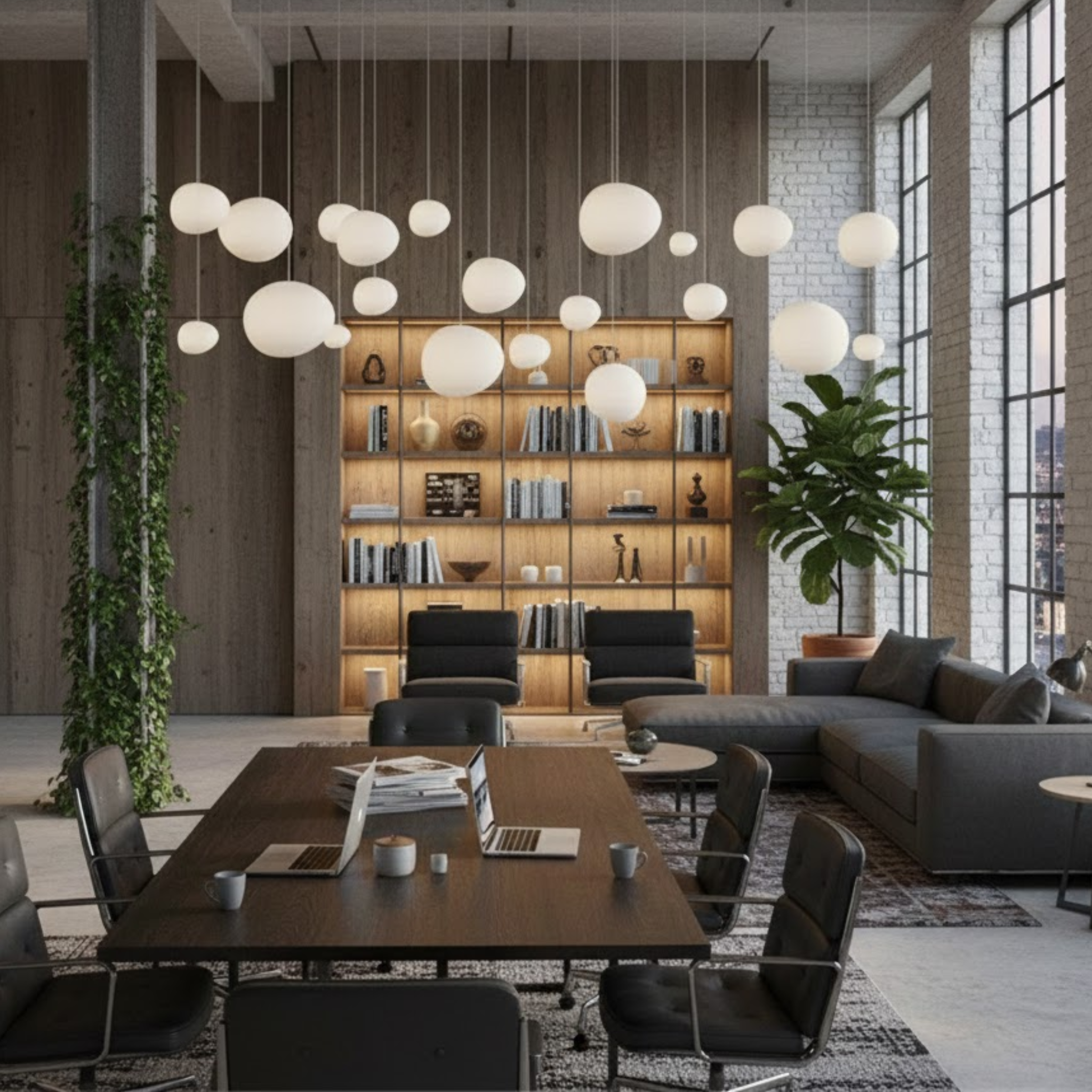 Moderne ovale hanglamp met witte glazen kap in meerdere maten