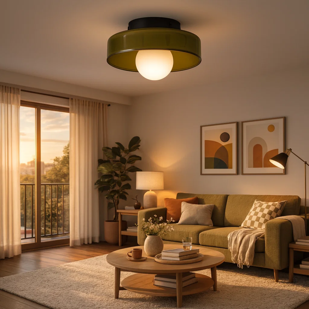 Modern ceiling lamp with round shade for bright light