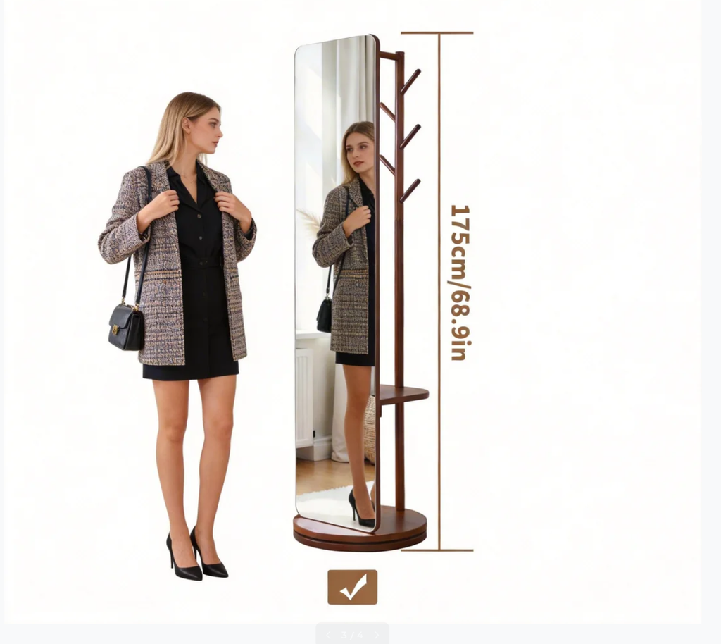 Jenrik Swivel Oak Floor Mirror