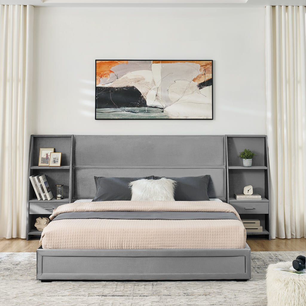 Dagny Velvet Queen Platform Bed Frame