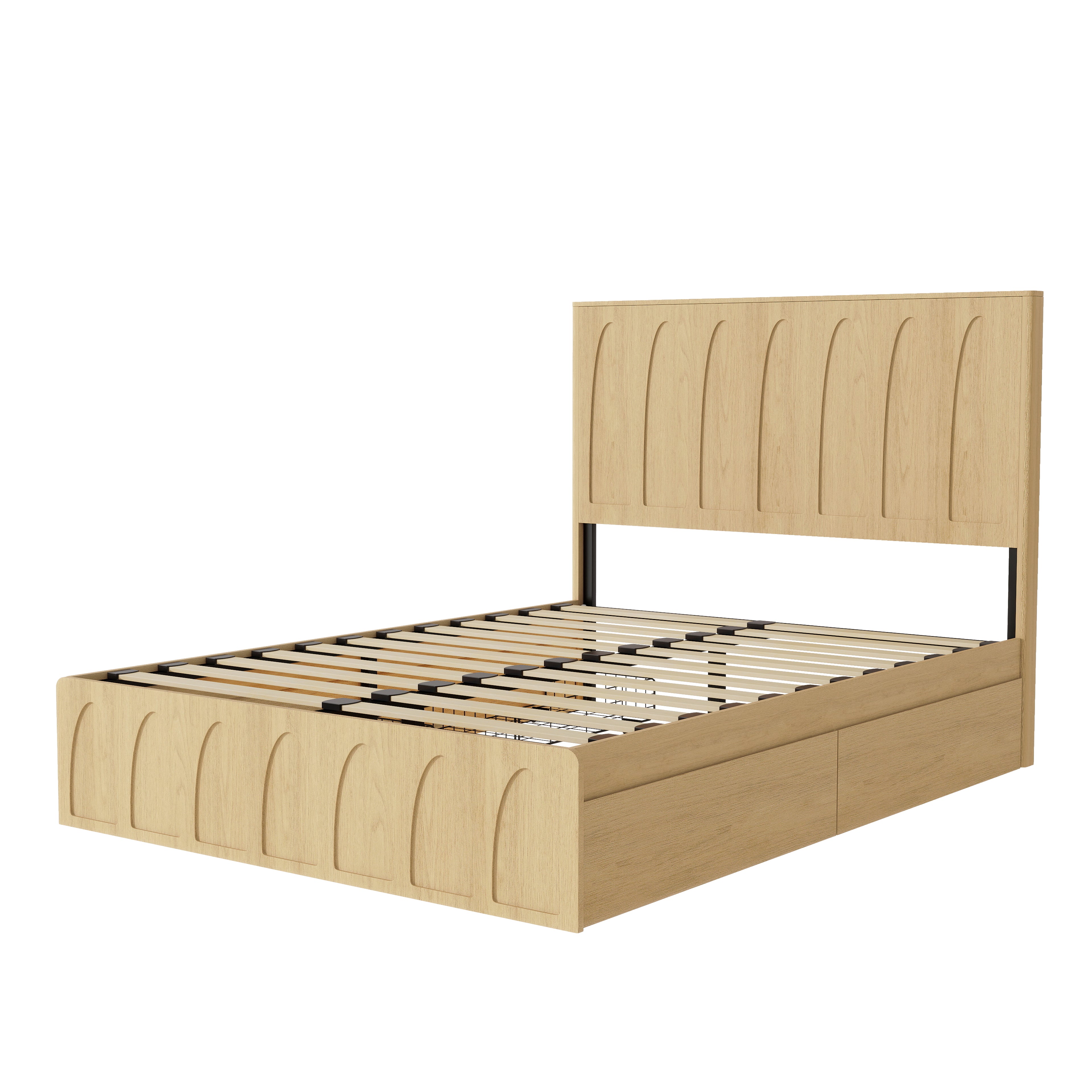 Dita Curved Solid Wood Queen Platform Bed Frame