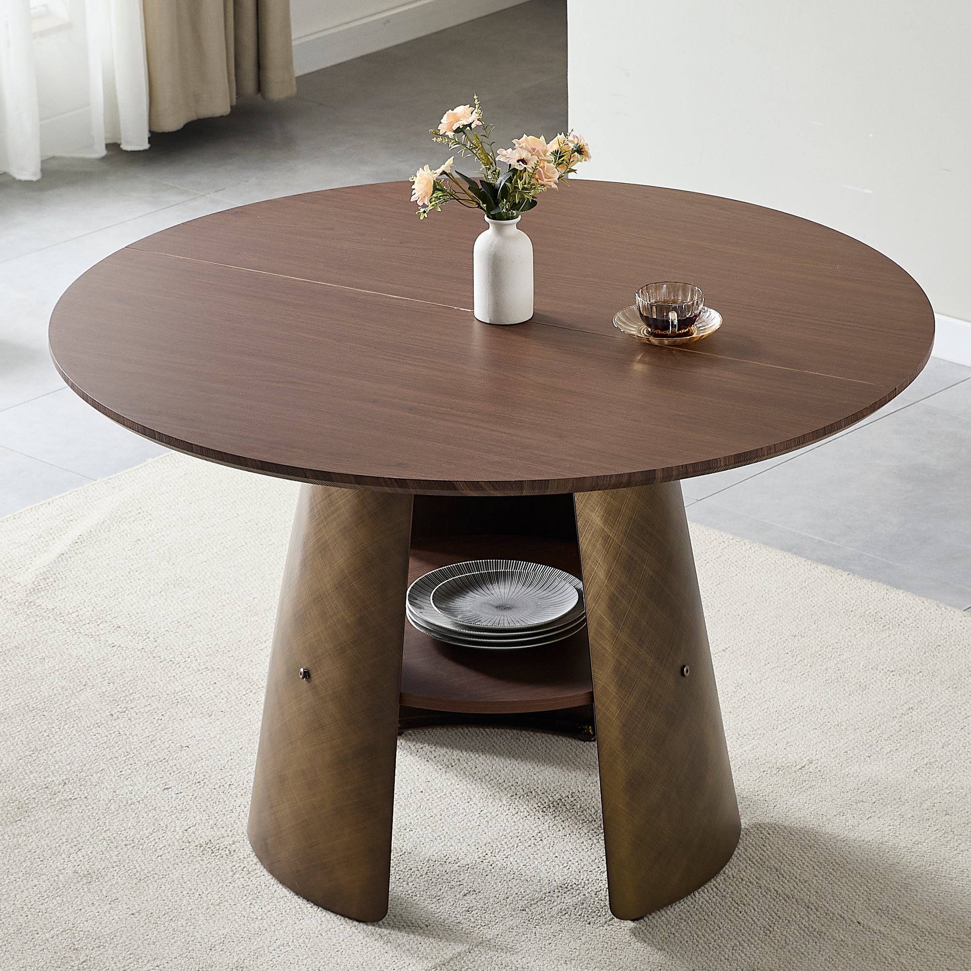 Hanne Round Walnut Dining Table