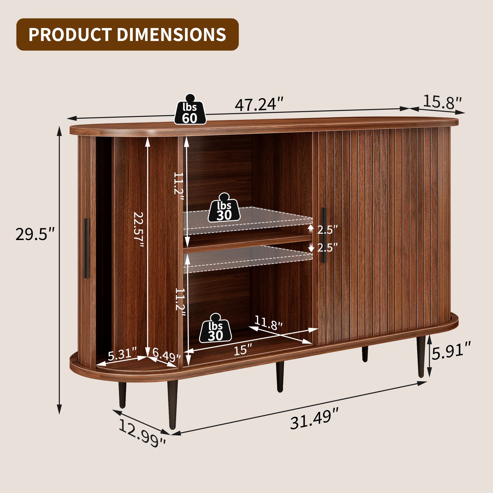 Jytte Fluted Walnut Sideboard