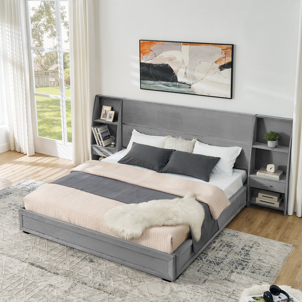 Bodil Velvet King Platform Bed Frame
