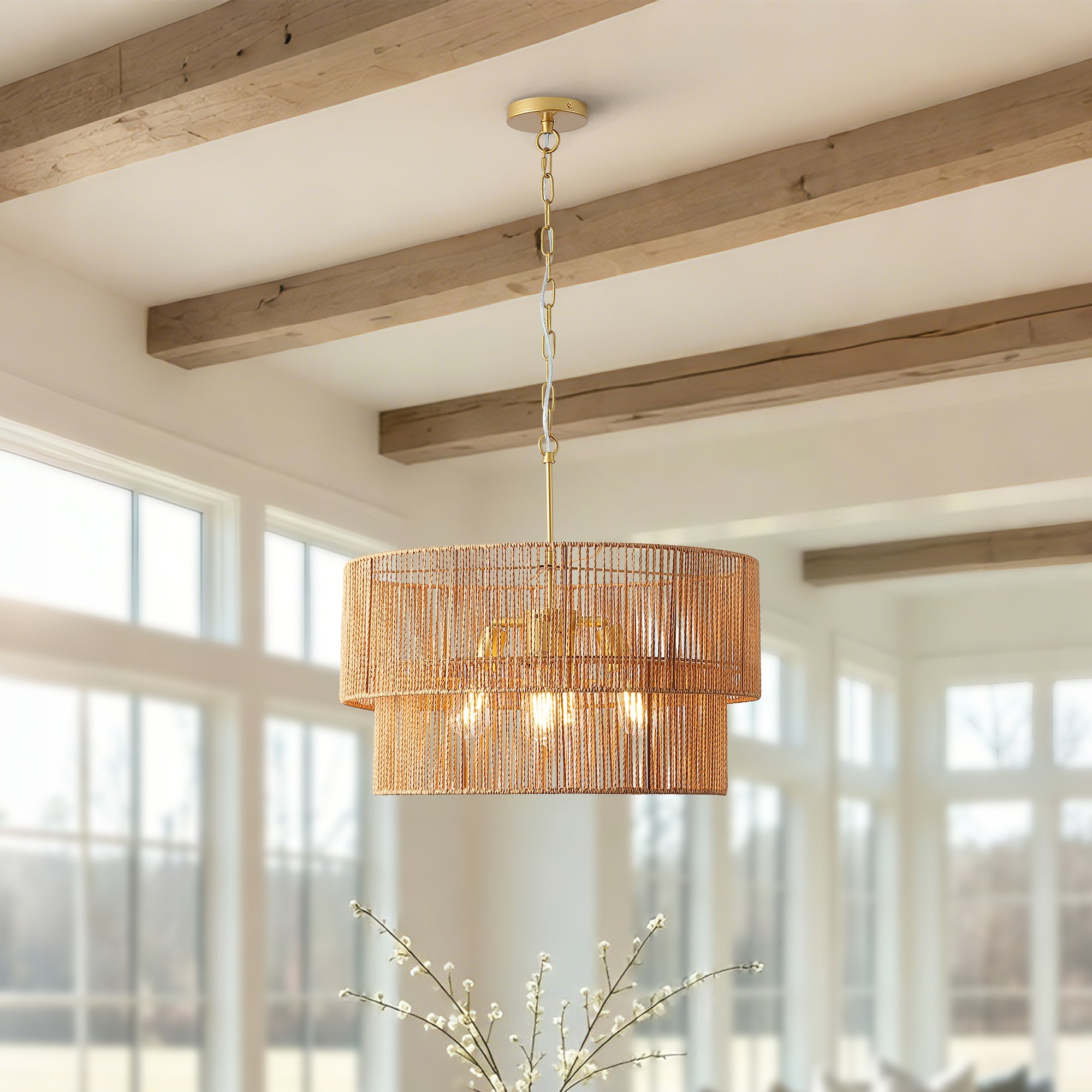Runev Rattan Chandelier