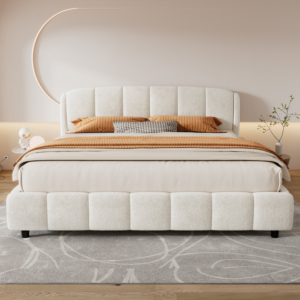 Dagny Boucle King Platform Bed Frame