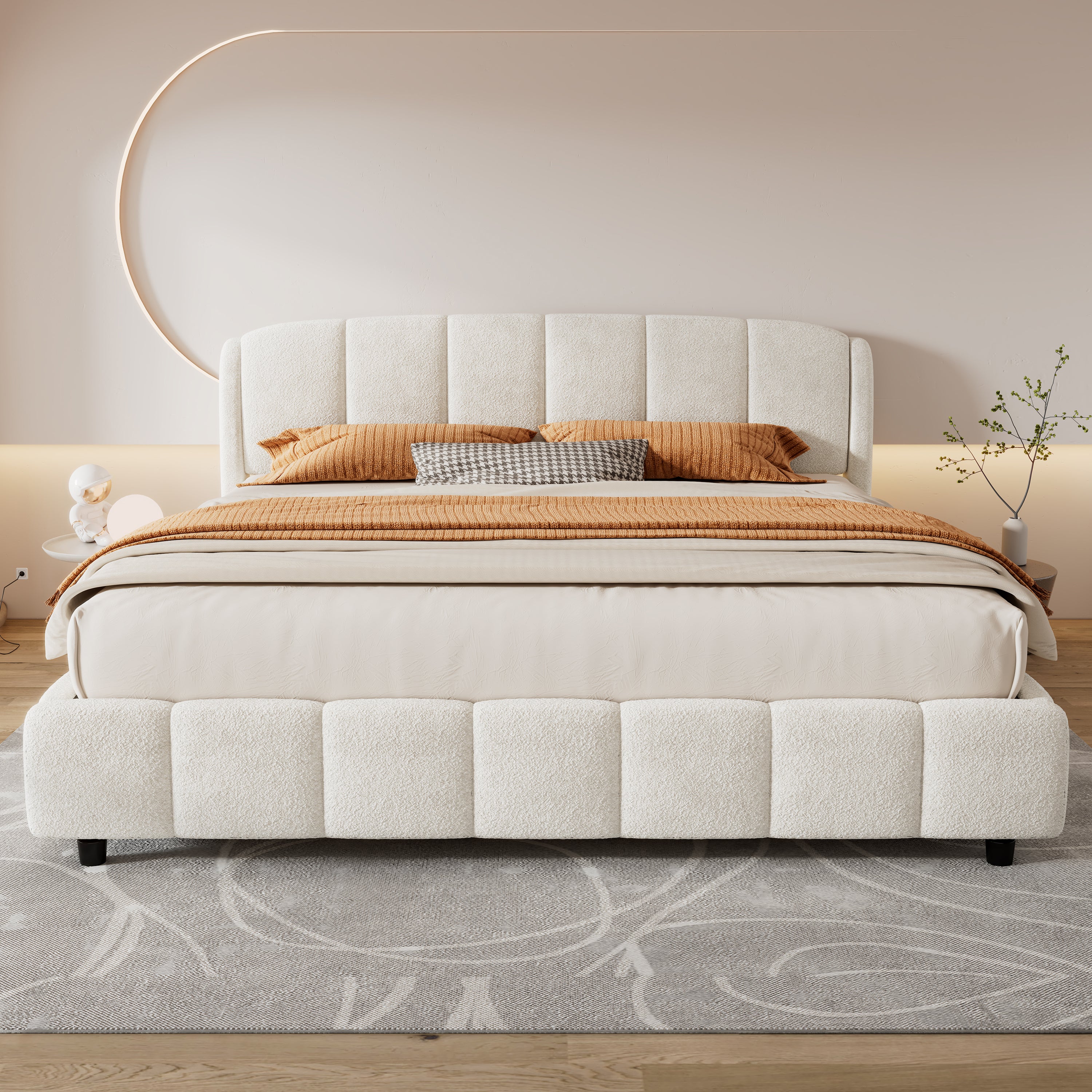 Dagny Boucle King Platform Bed Frame