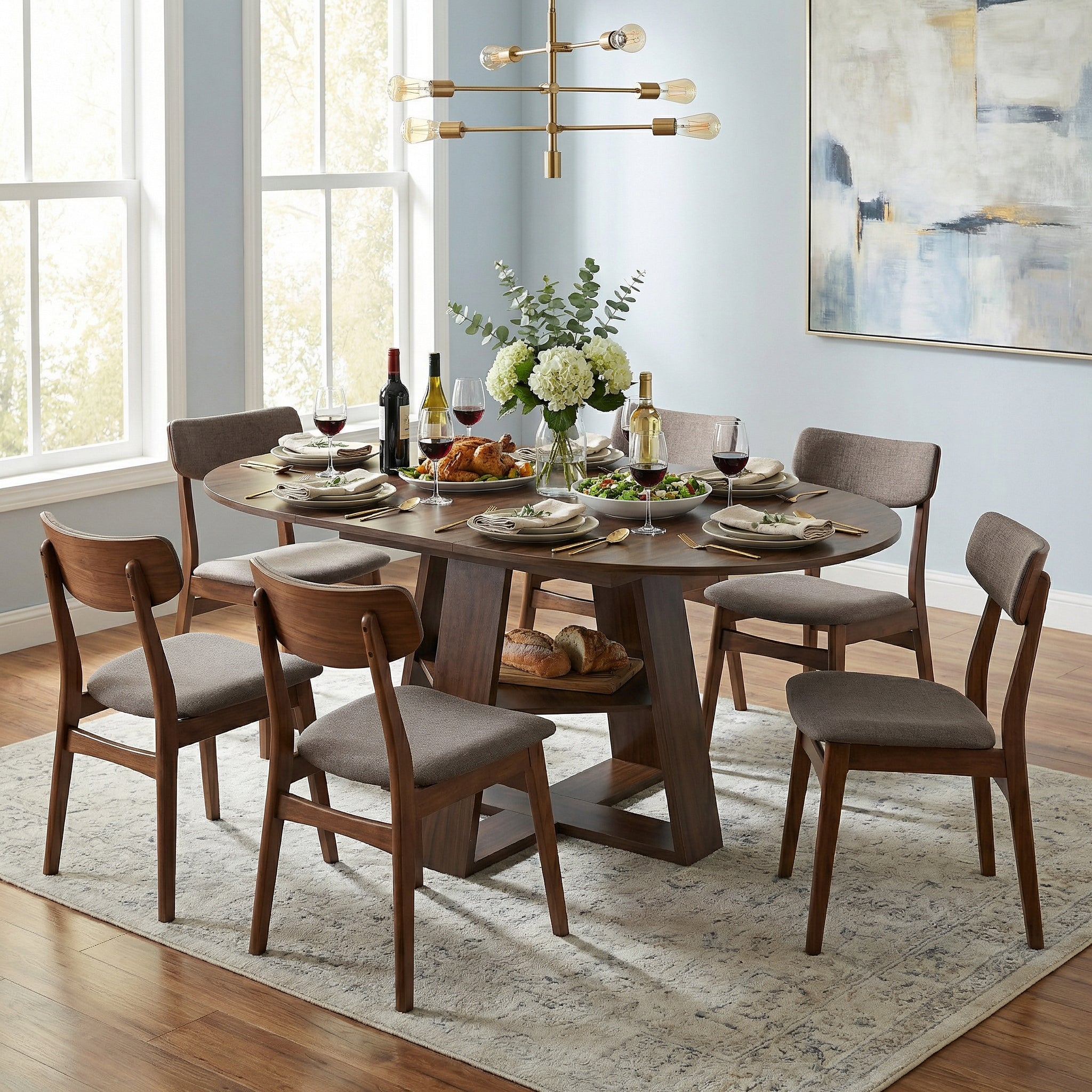 Nanne Round Walnut Dining Table