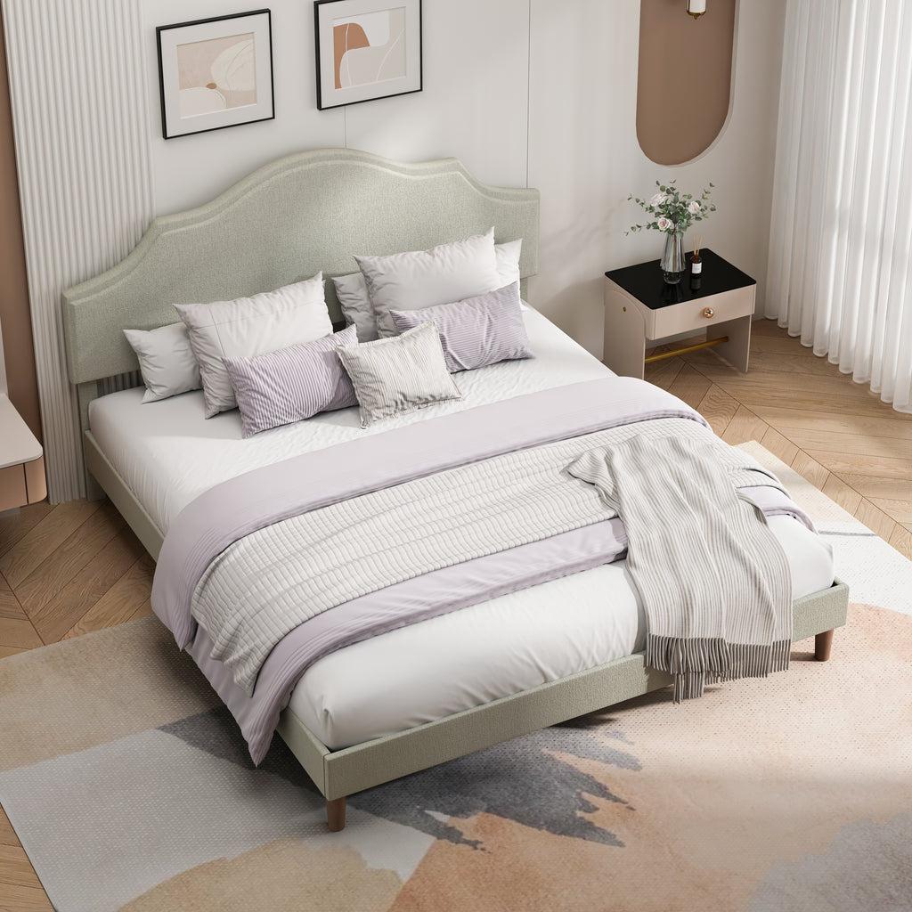 Bjorn Linen King Platform Bed Frame