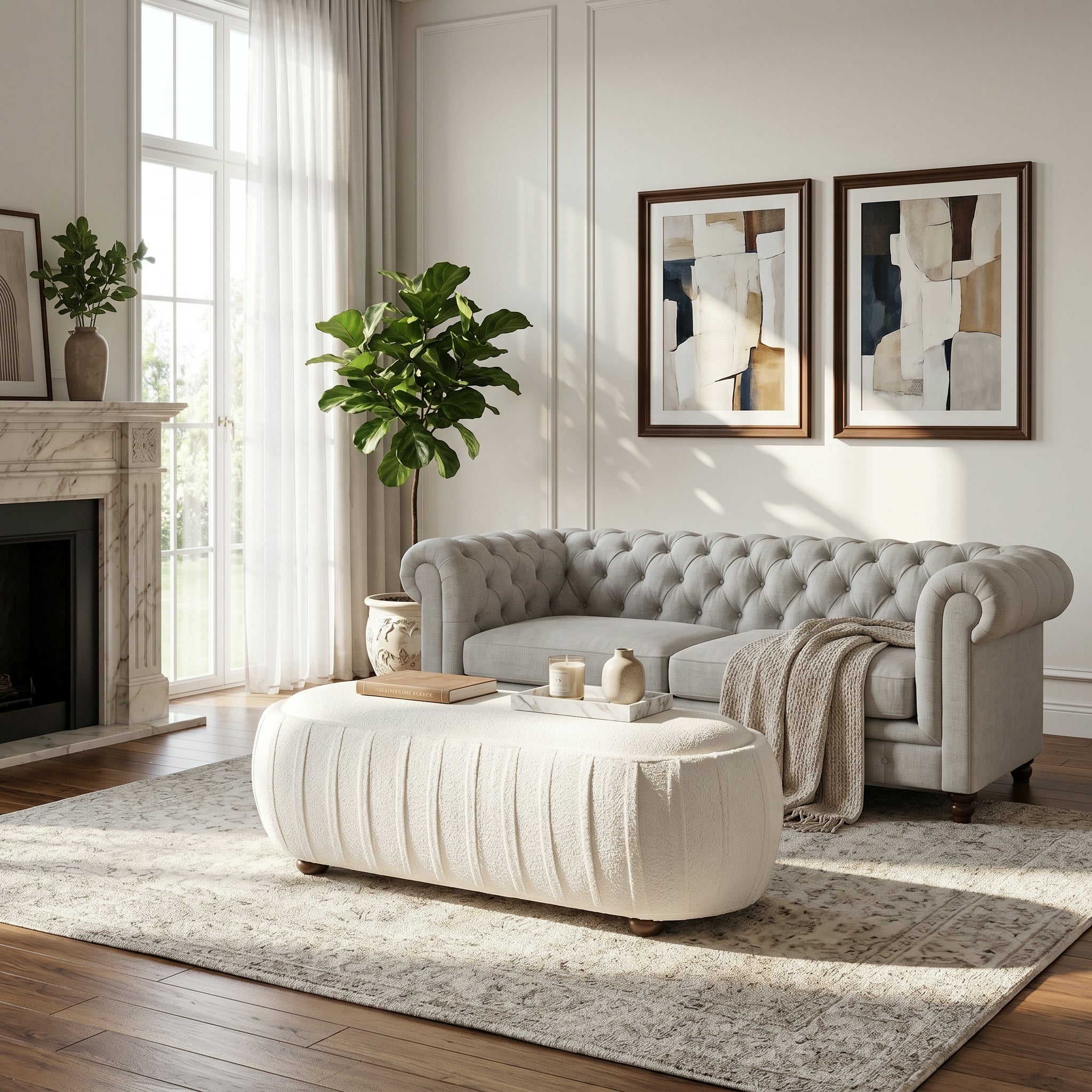 Arvid Oval Boucle Ottoman