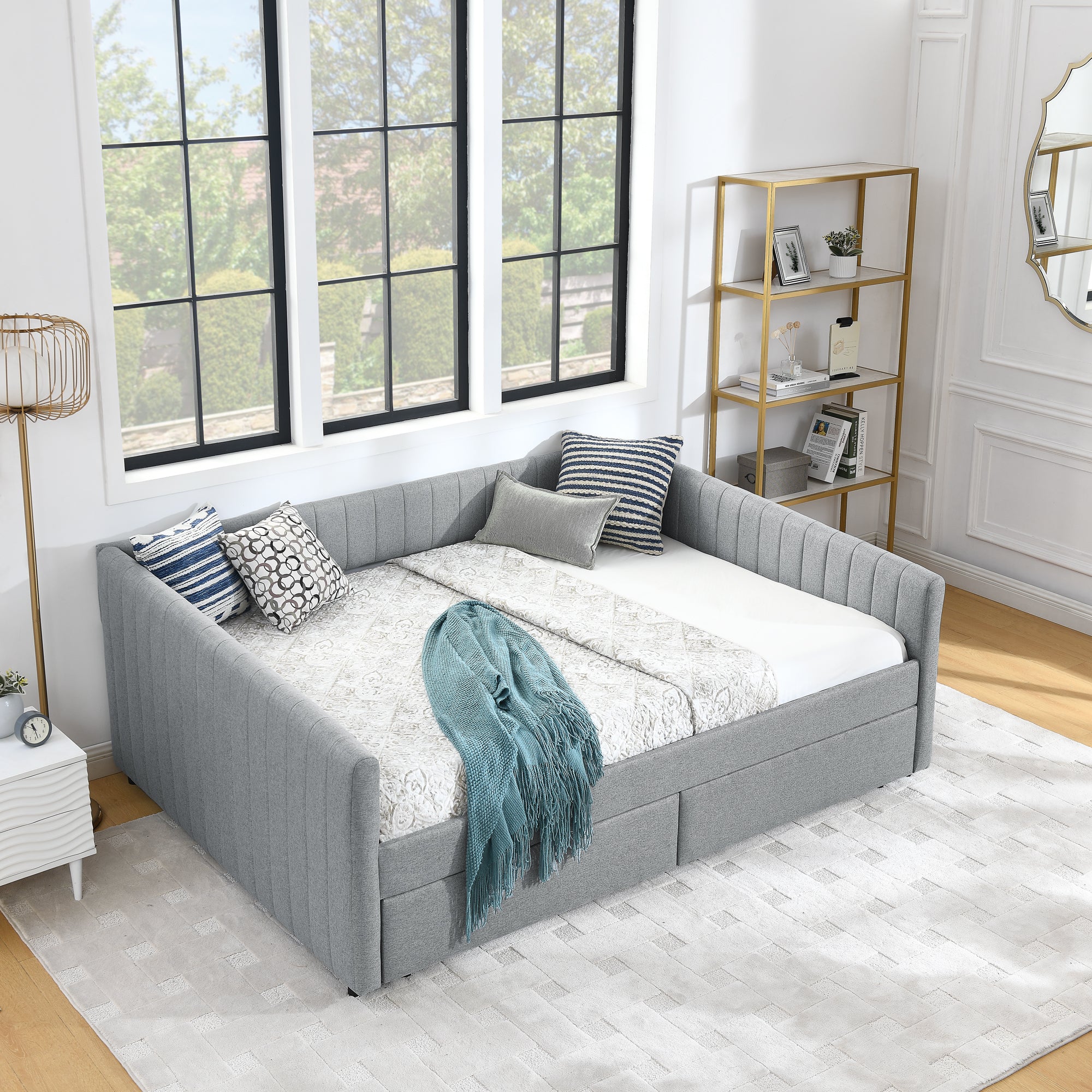 Lykke Linen Queen Bed Frame