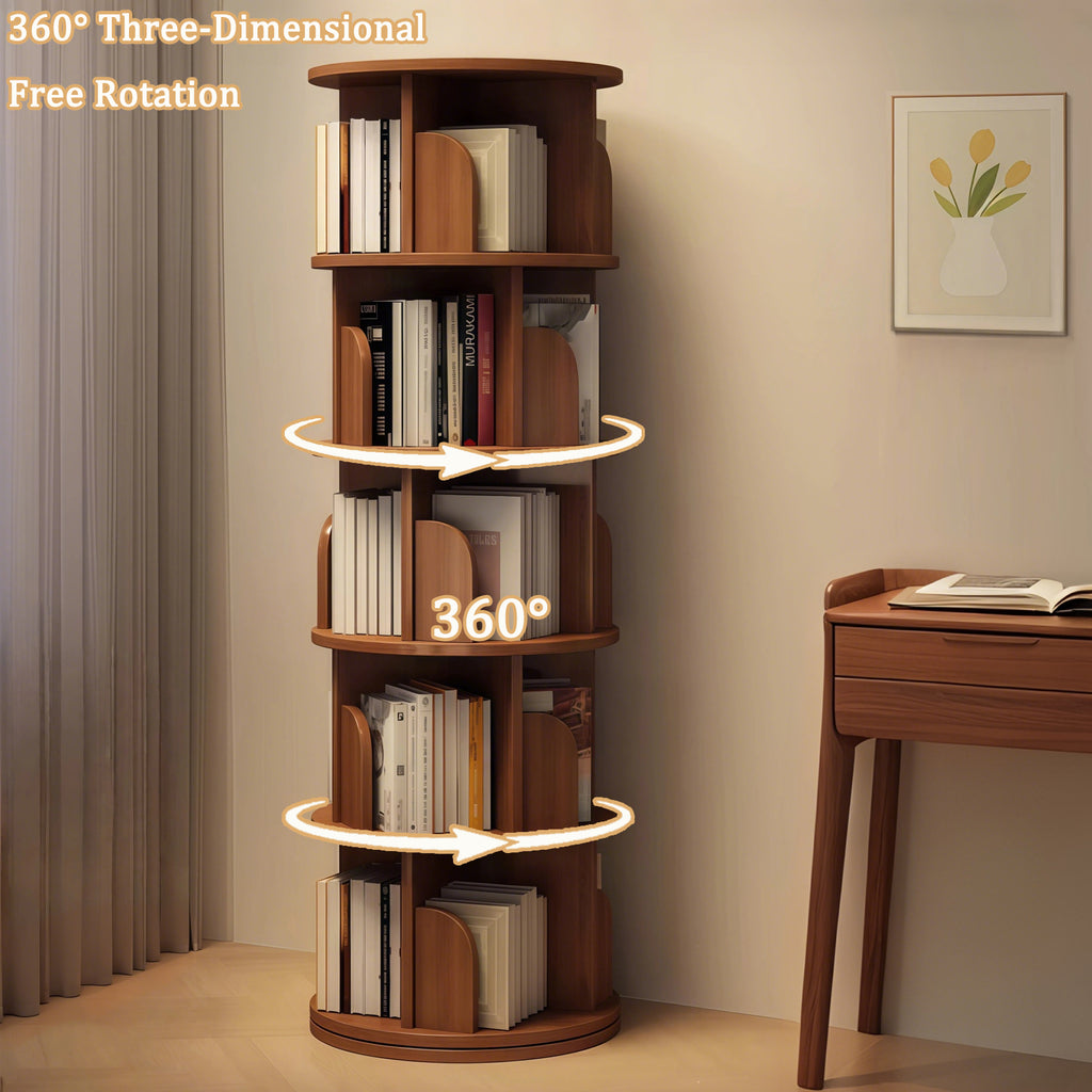 Dagrun Rotating Walnut Bookshelf