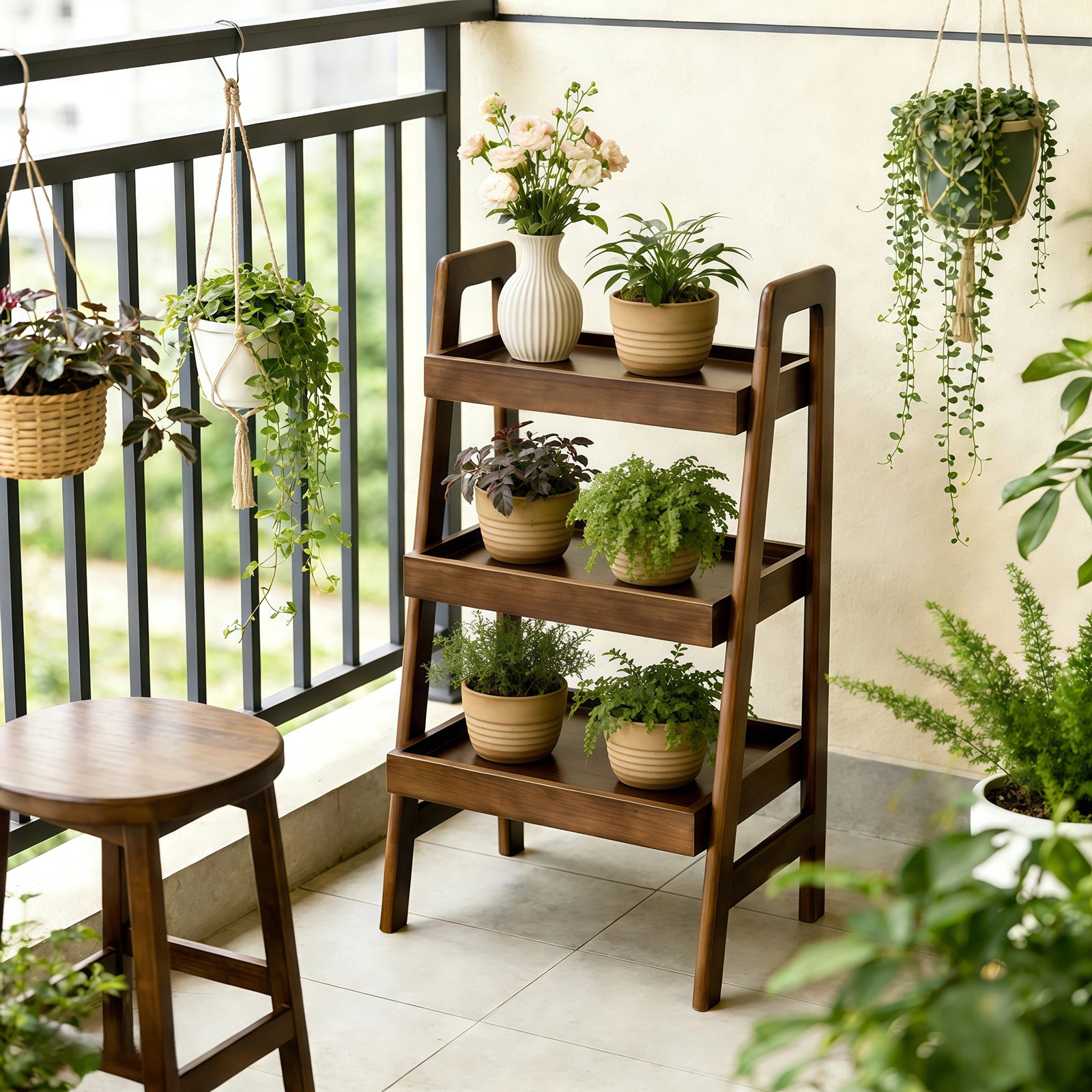 Kaisa Ladder Walnut Bookshelf