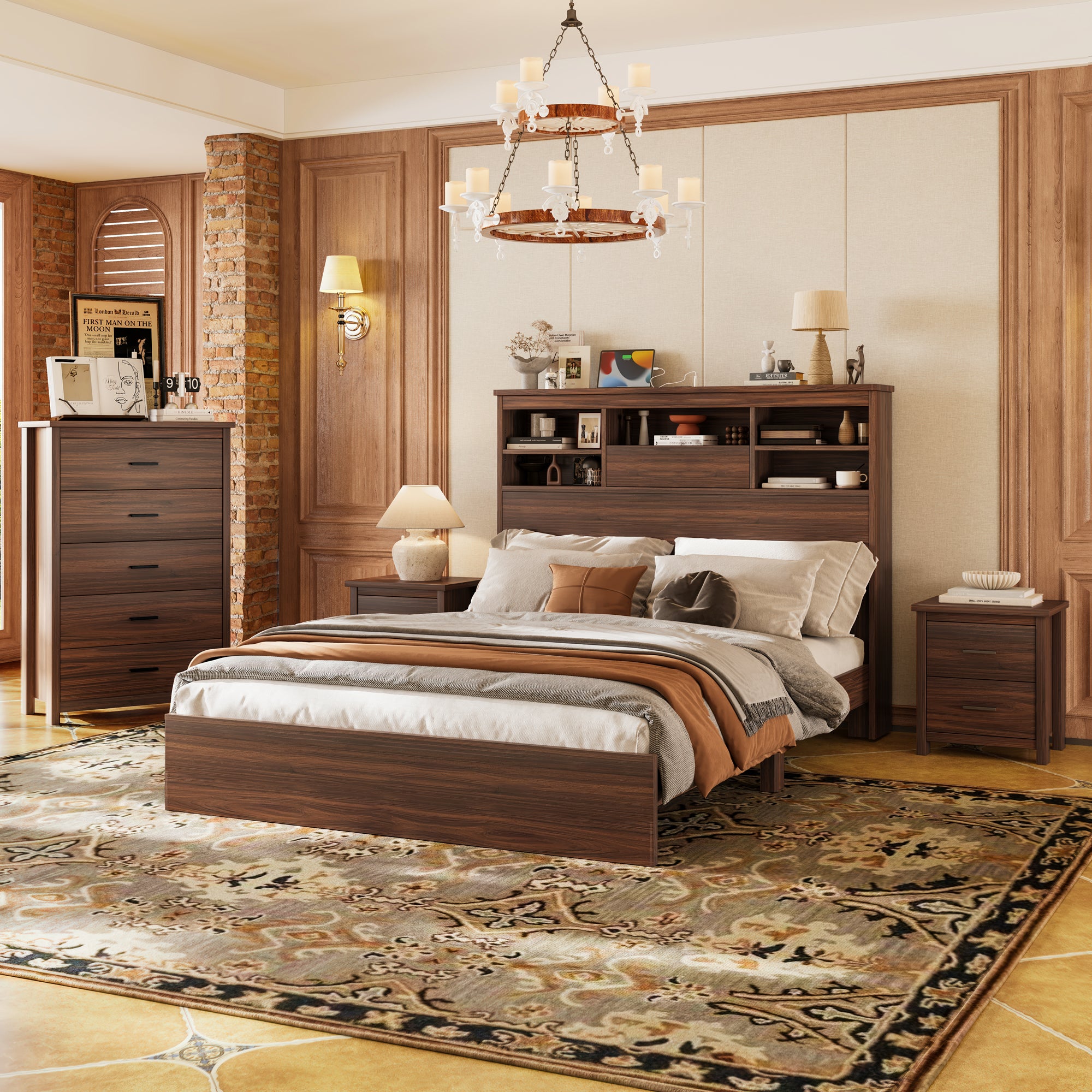 Soren Storage Walnut Bedroom Set
