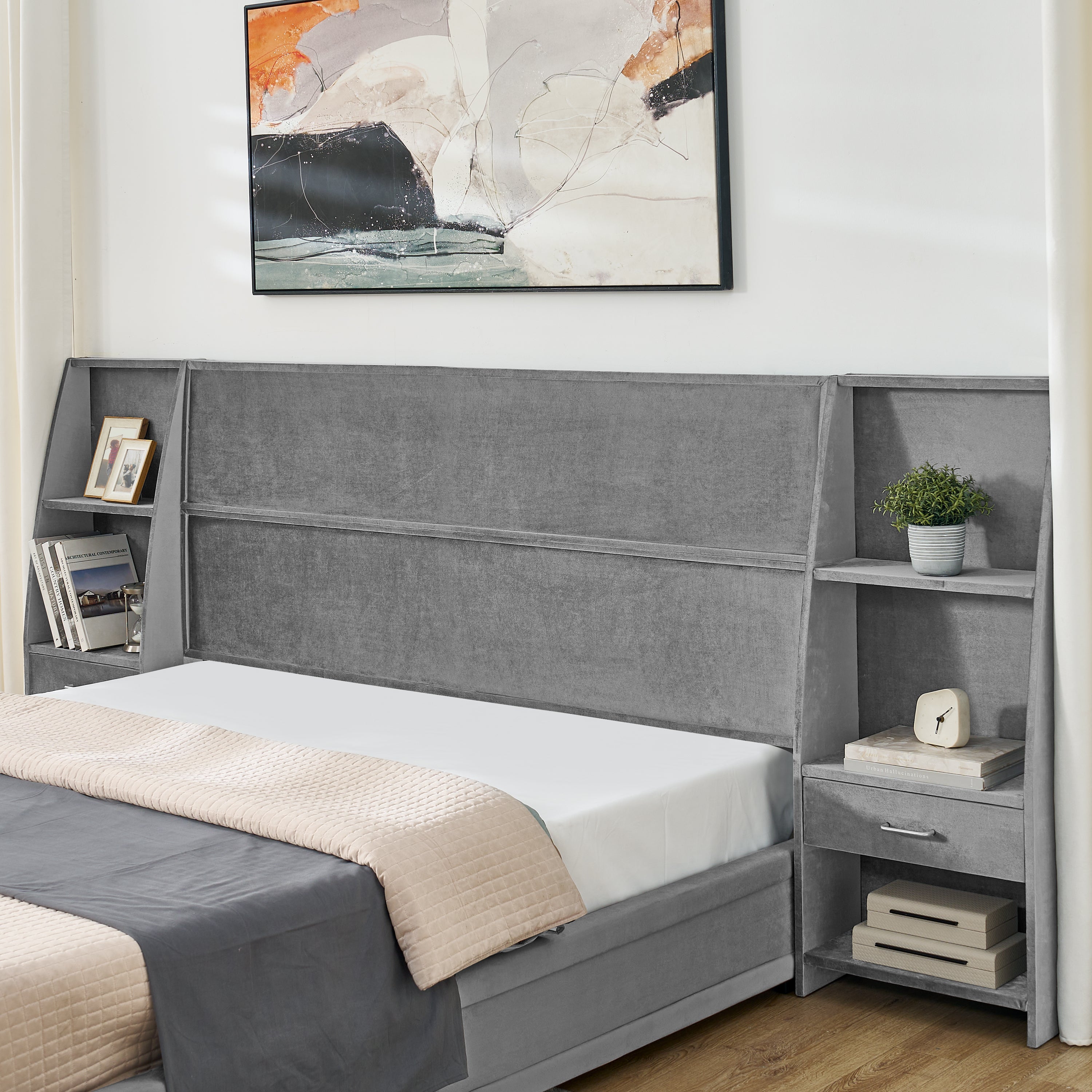 Dagny Velvet Queen Platform Bed Frame