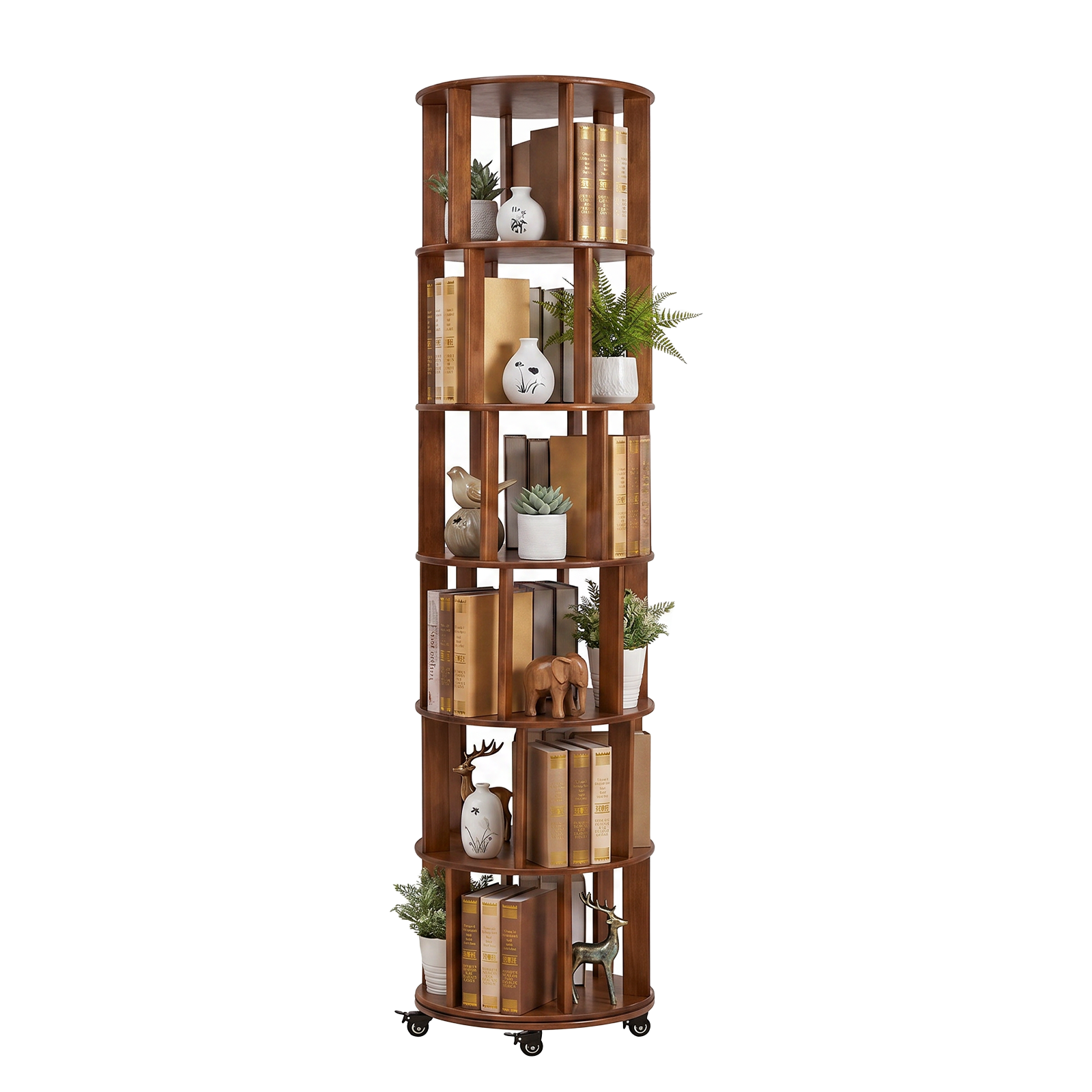 Dagrun Rotating Walnut Bookshelf