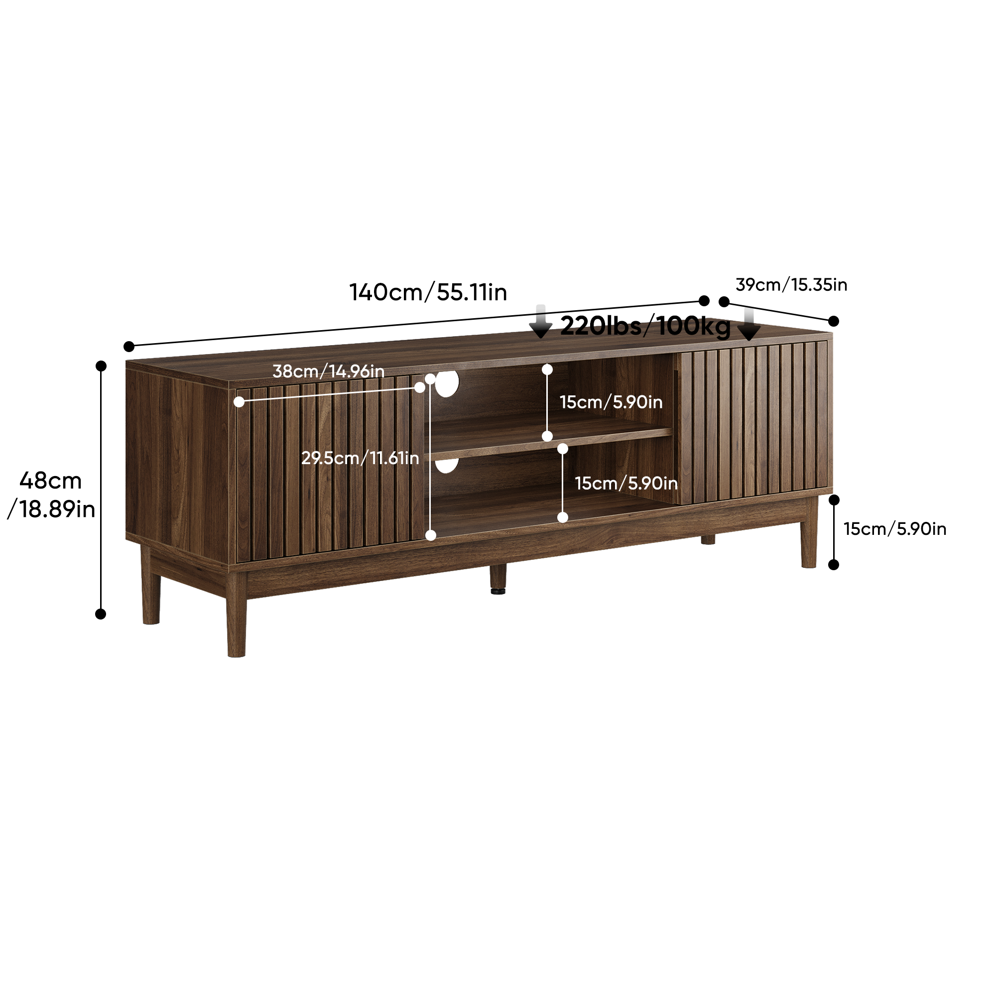 Nils Storage Walnut TV Stand