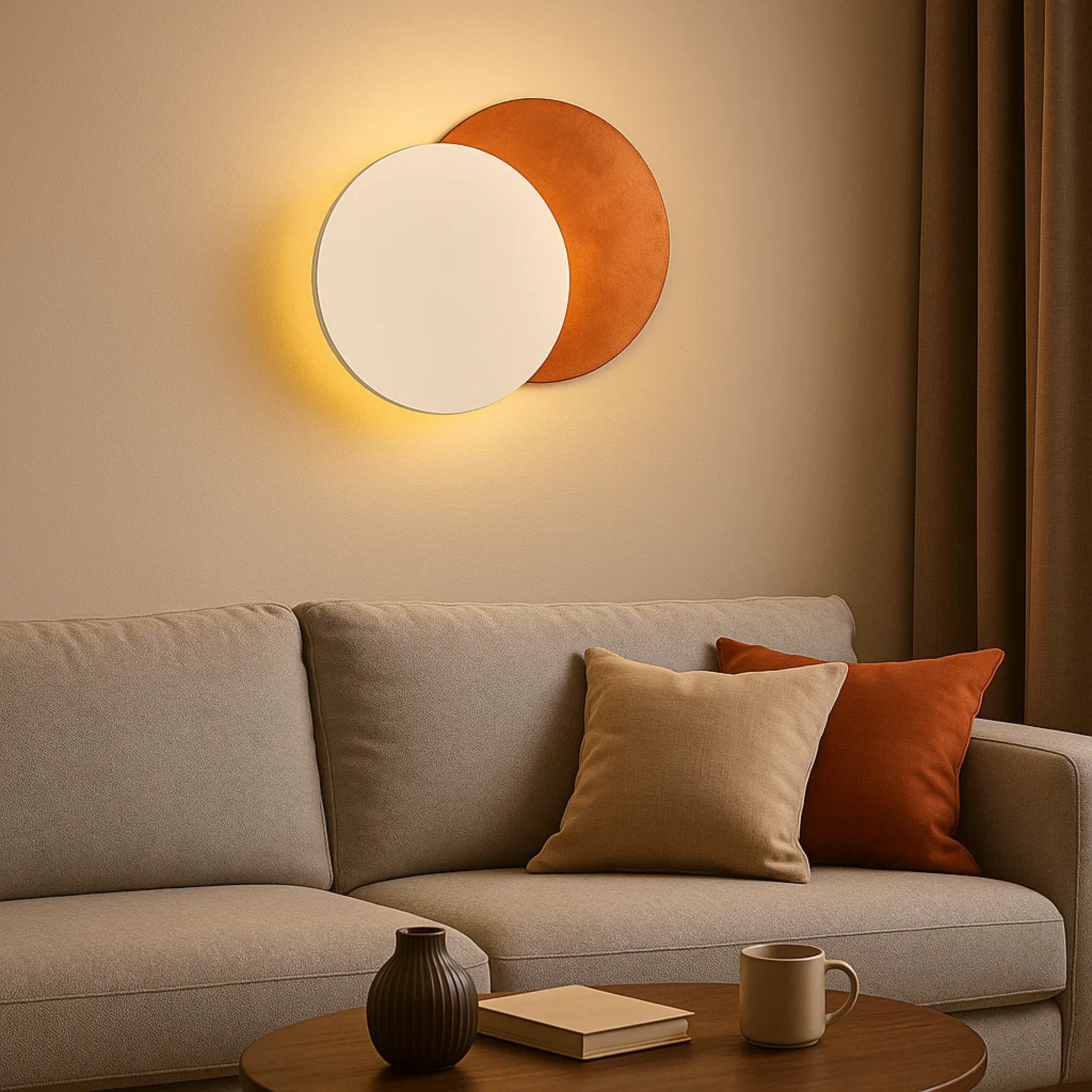 LED-wandlamp in overlappende ronde schijfvorm