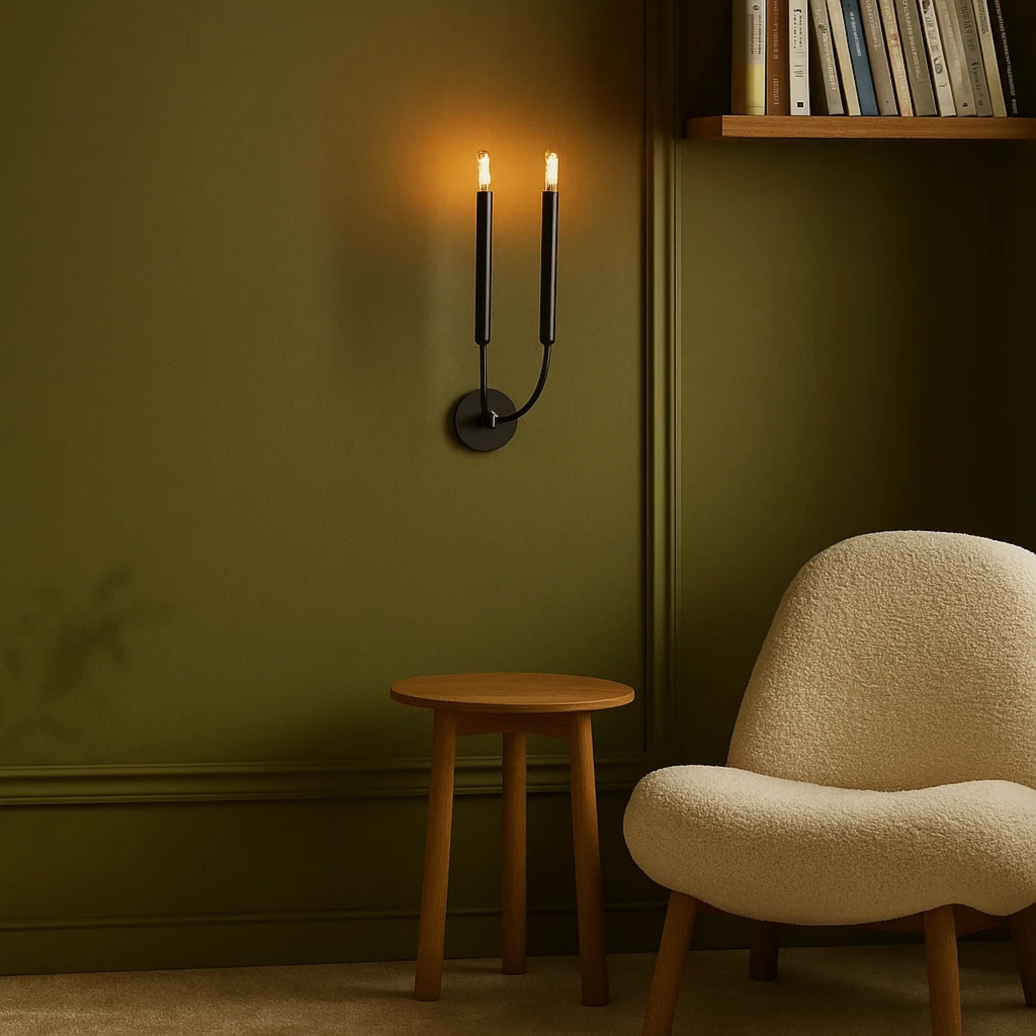 Klassieke metalen kaarsvormige wandlamp