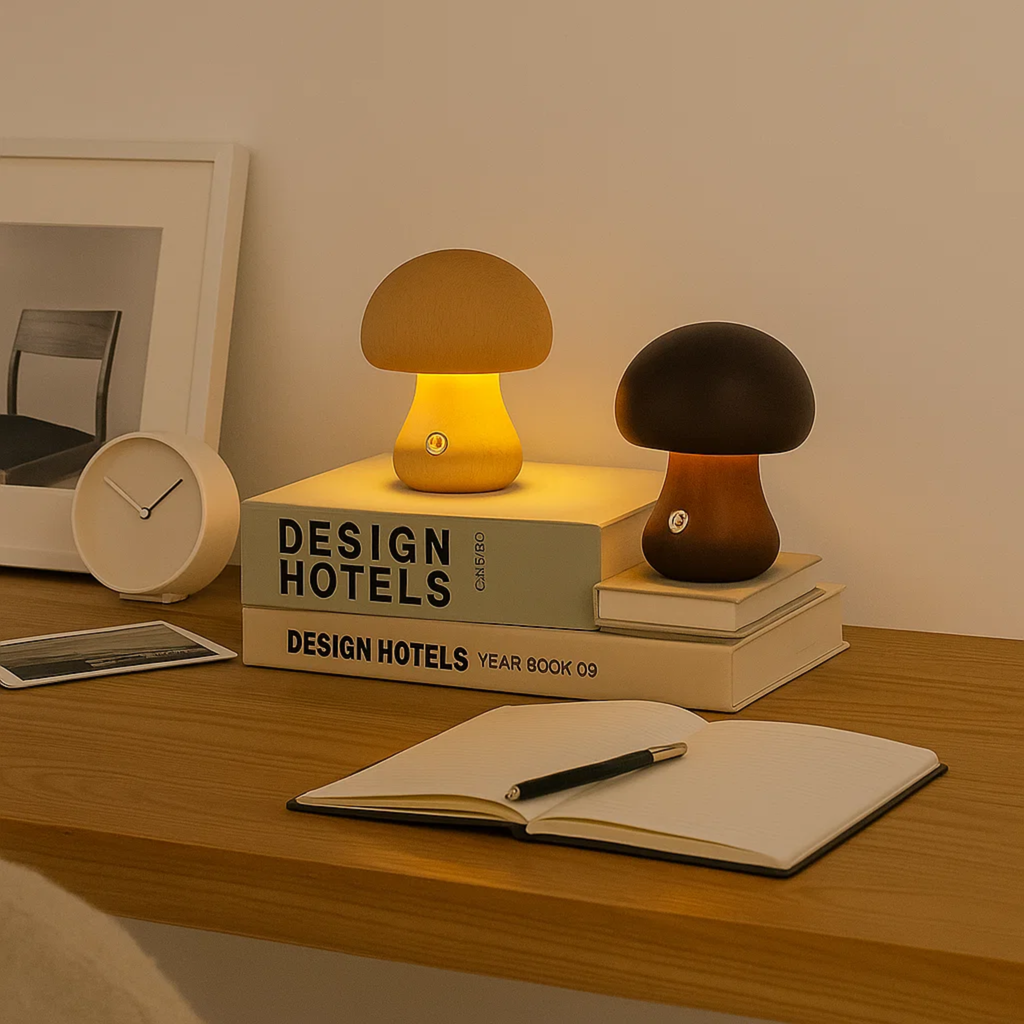 Tafellamp in paddenstoelvorm