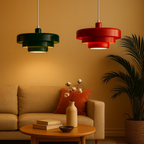 Retro gekleurde hanglamp met gelaagde kap