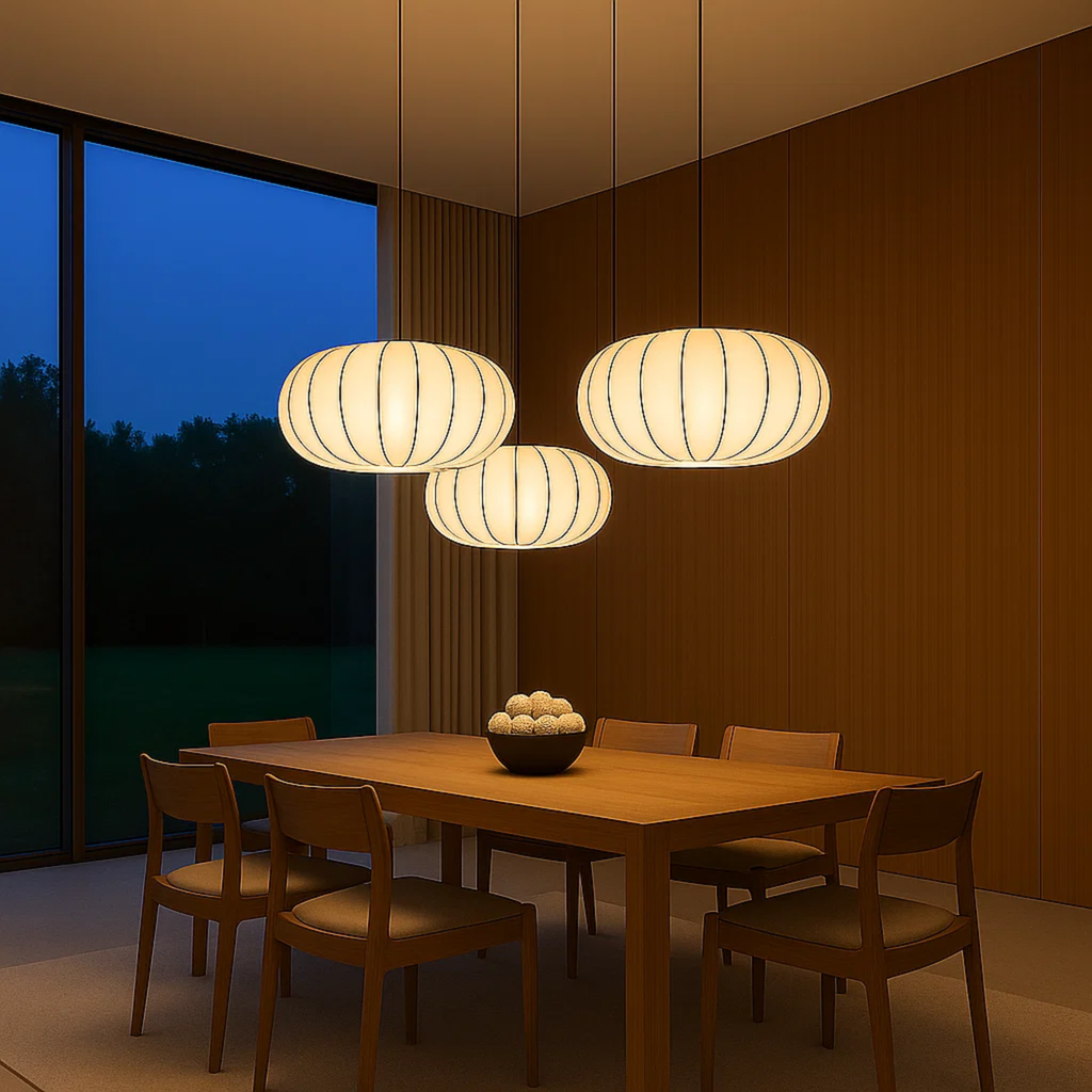 Japandi hanglamp met geplooide kap