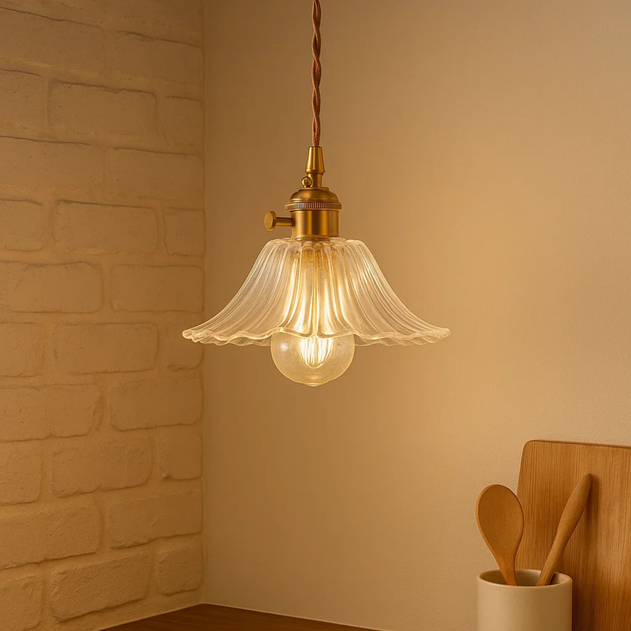 Vintage glazen bloemvormige hanglamp