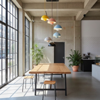 Scandinavische hanglamp met ronde kap in meerdere kleuren