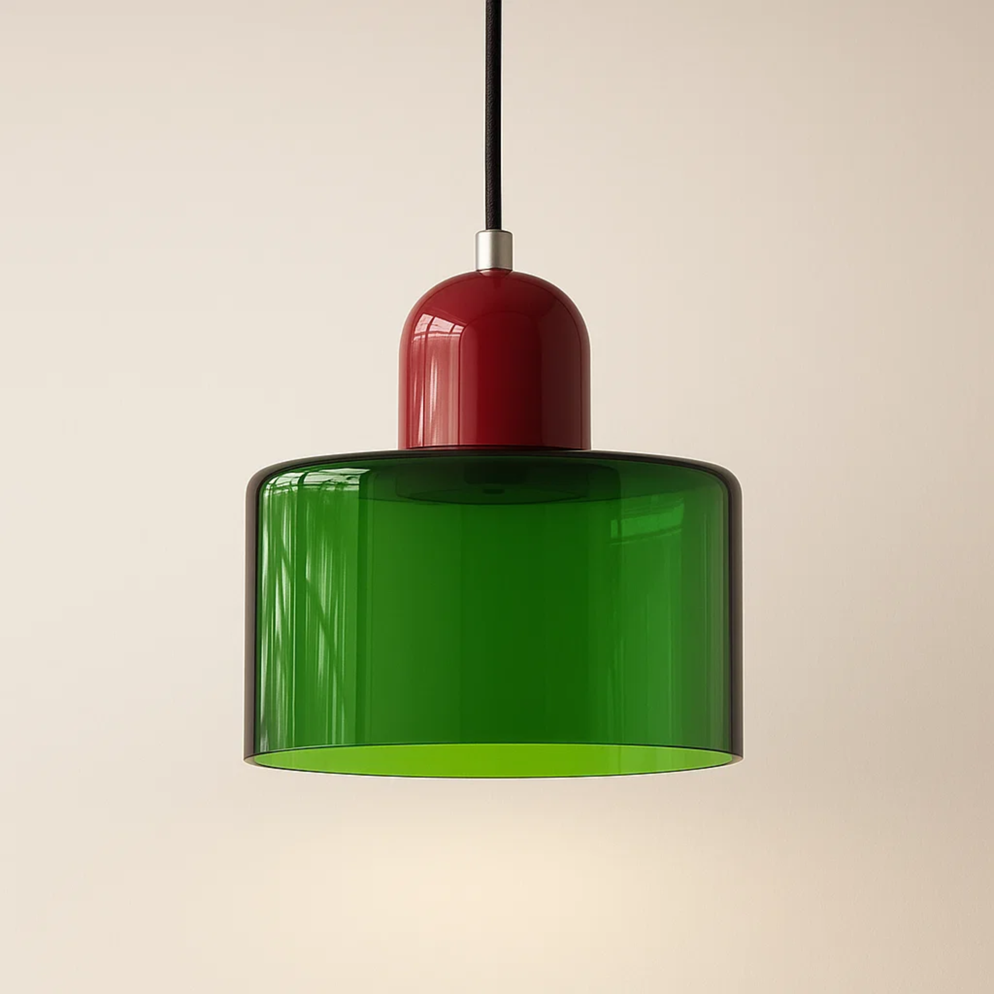 Retro plafondlamp met gekleurde kap