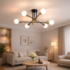 Moderne loftlampe med rund glaskugle