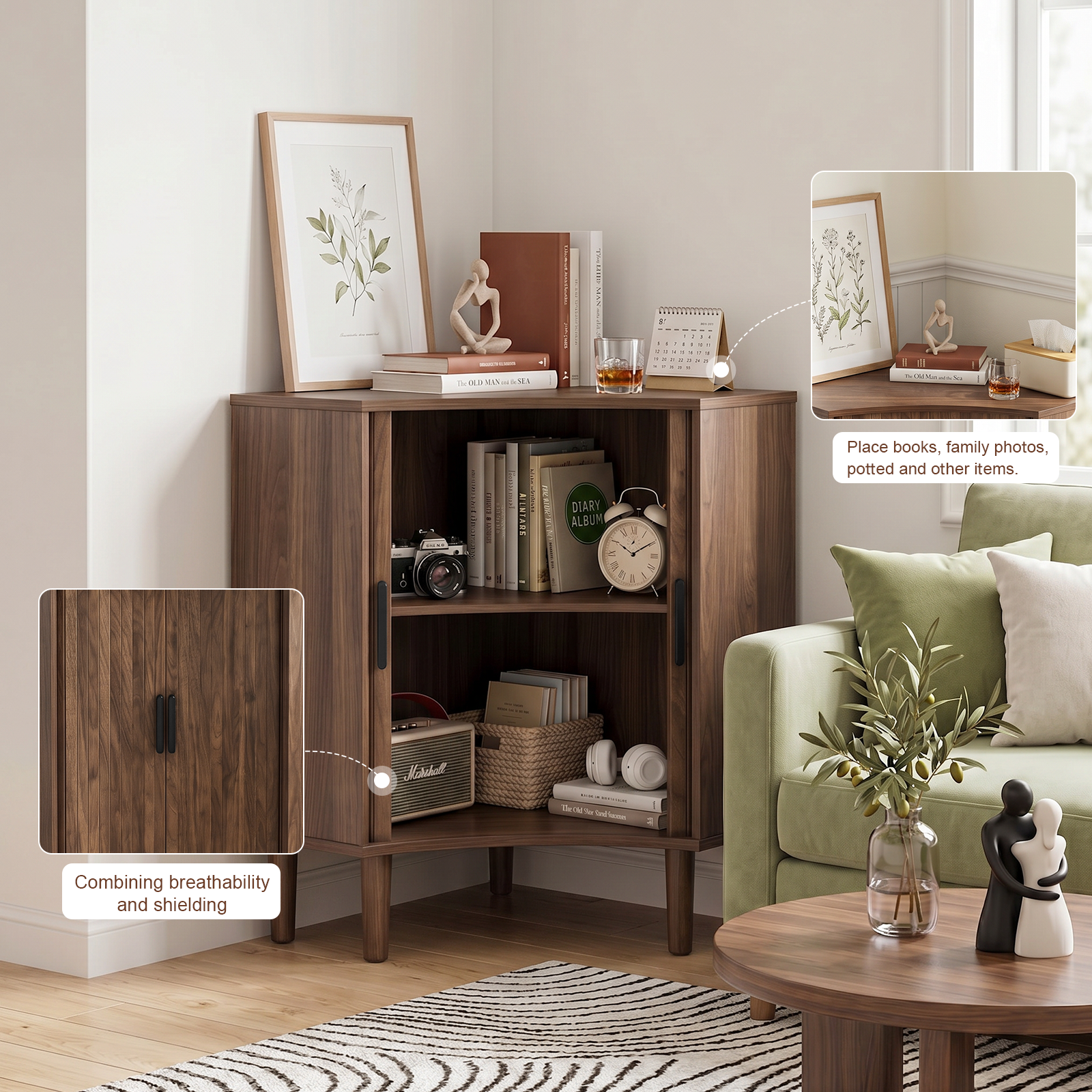 Aksel Fluted Walnut Cabinet