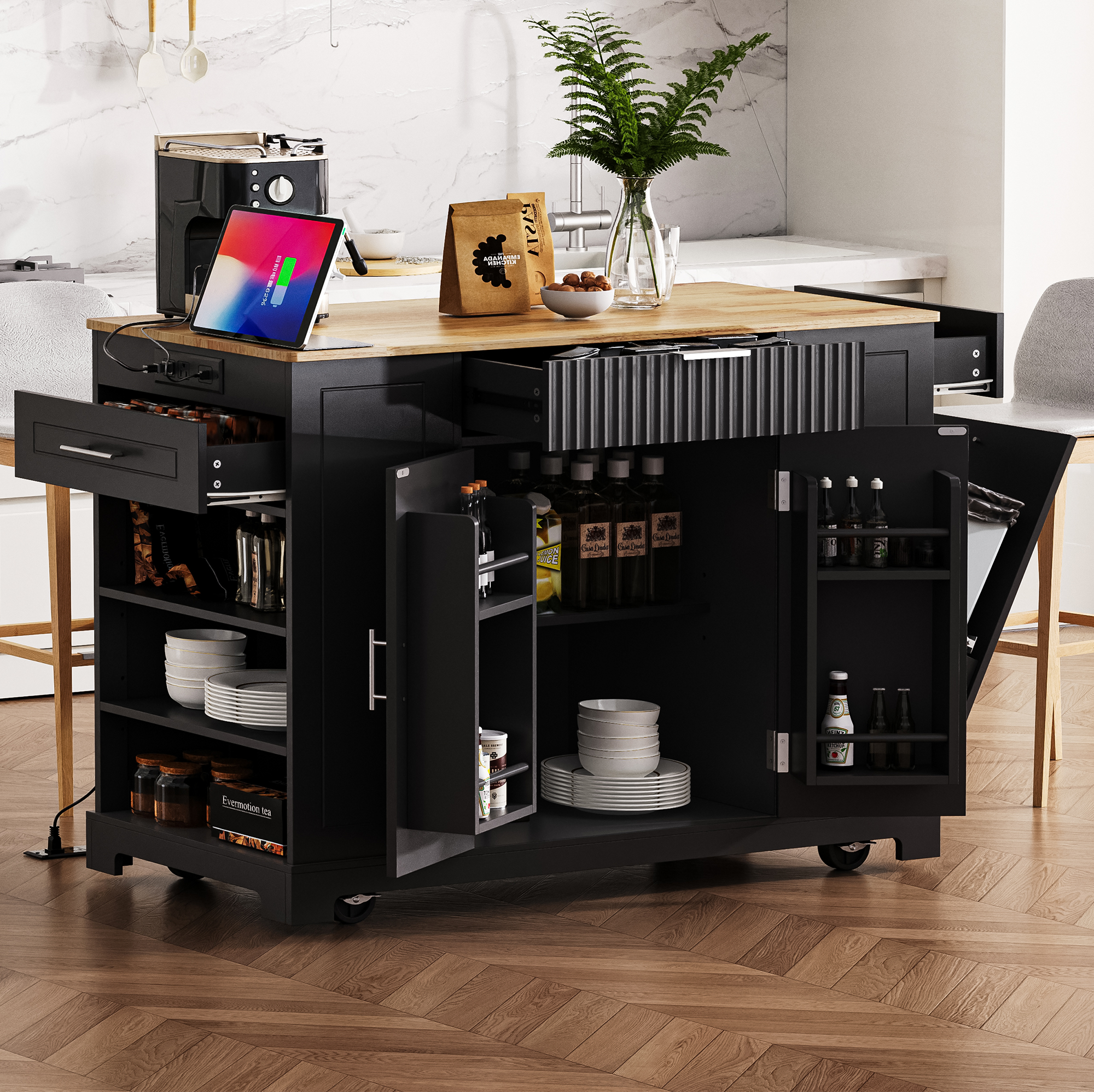 Ulrik Fluted Kitchen Island